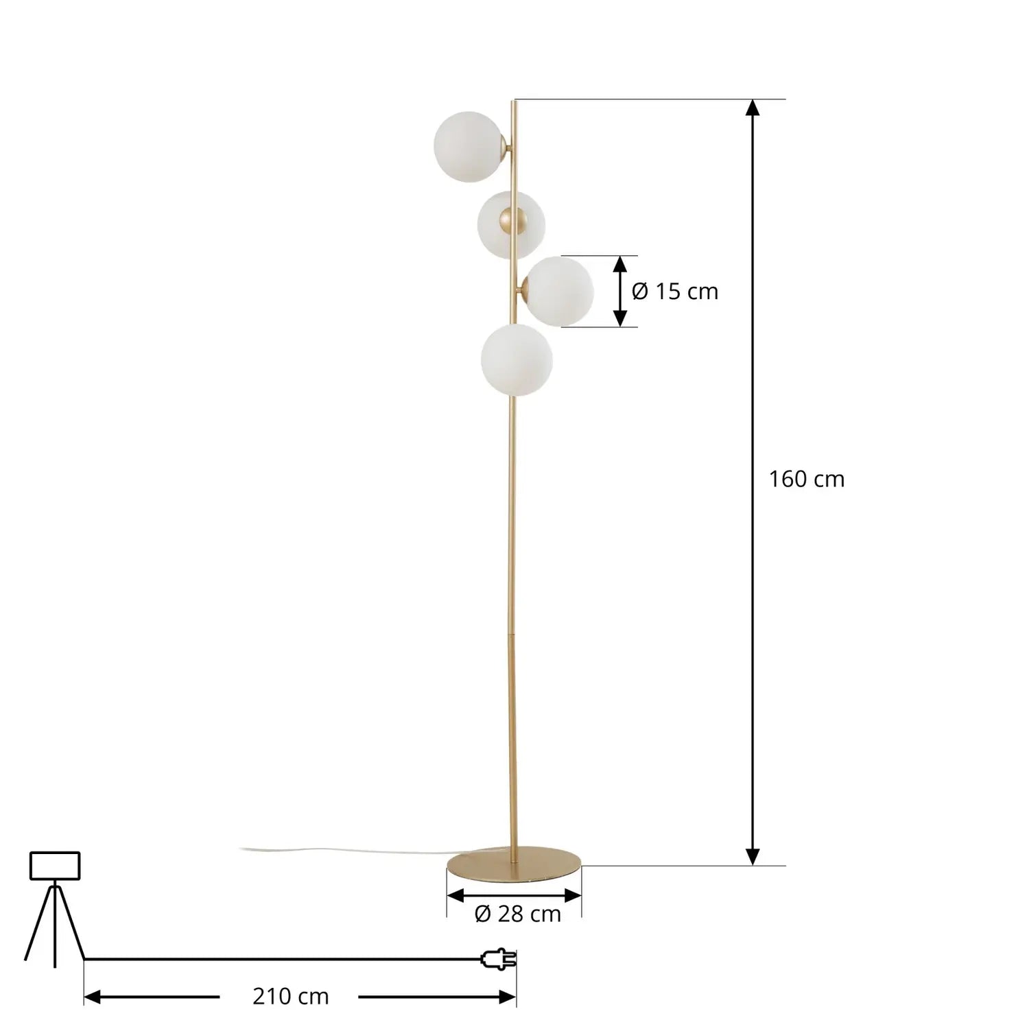 B-Ware Lucande Stehleuchte Lampe Stehlampe Isandro, Opal/Gold, 4 Flg., Glas/Metall - 4255830903205