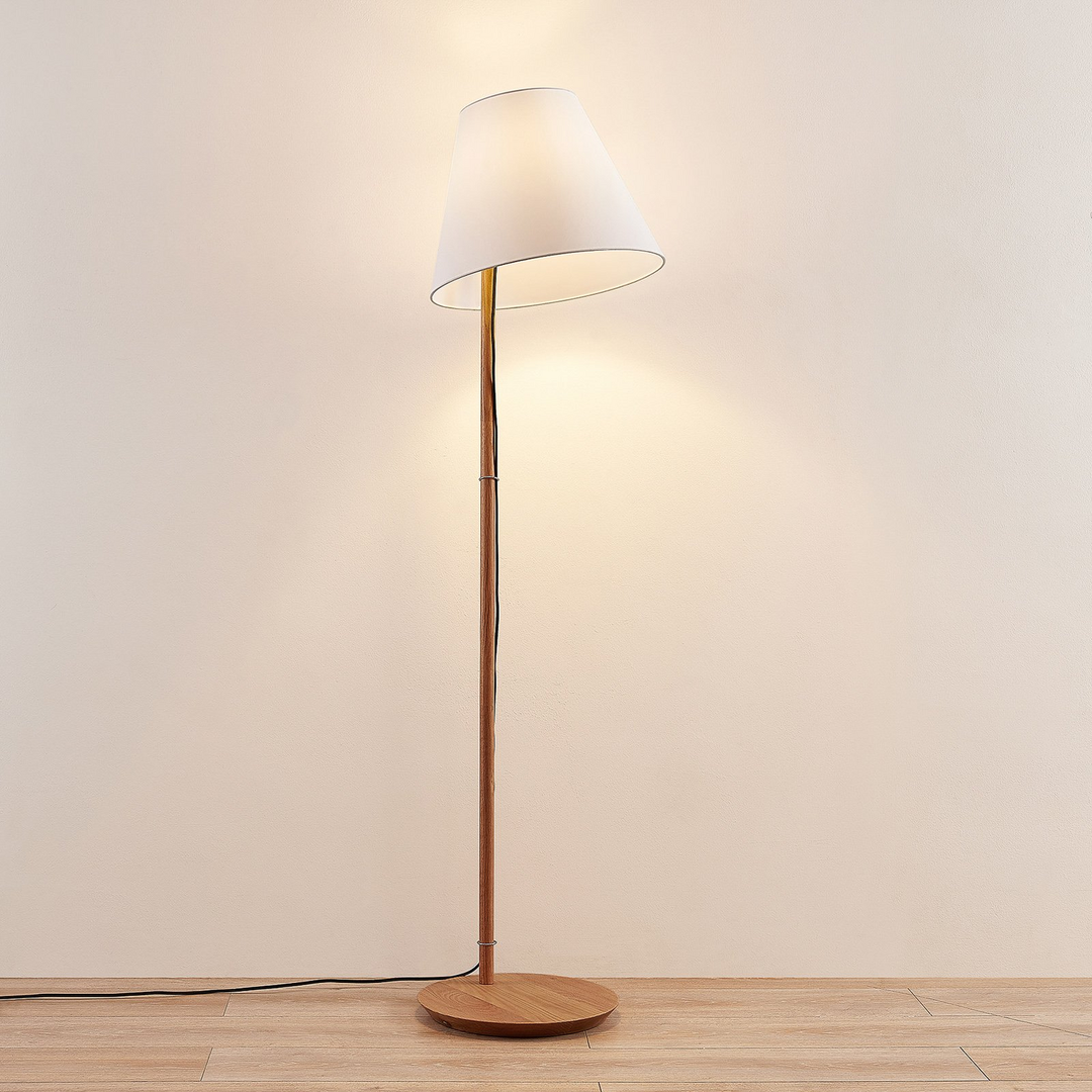 Lucande Jinda Stehlampe Stehleuchte Lampe Leuchte Holzgestell Design Stoff Weiß B-Ware - 4251096593457