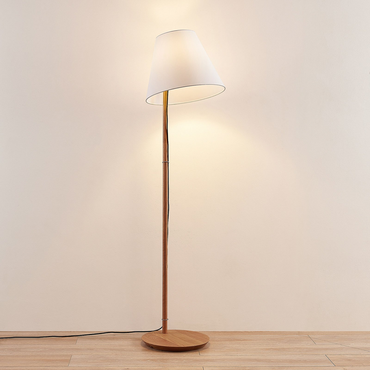 Lucande Jinda Stehlampe Stehleuchte Lampe Leuchte Holzgestell Design Stoff Weiß B-Ware - 4251096593457