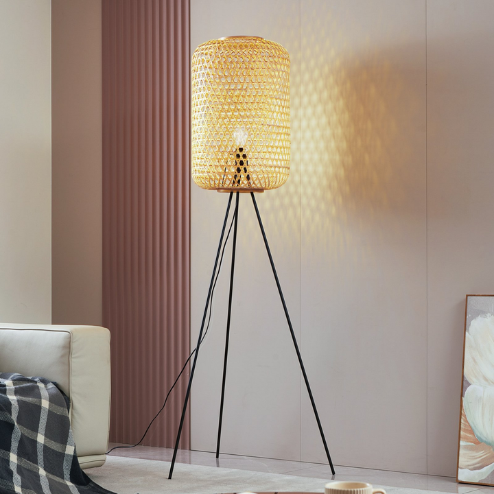 Lucande Jorick Stehleuchte Stehlampe Leuchte Lampe Bambus Dreibein Schwarz 166cm B-Ware - 4251911792492