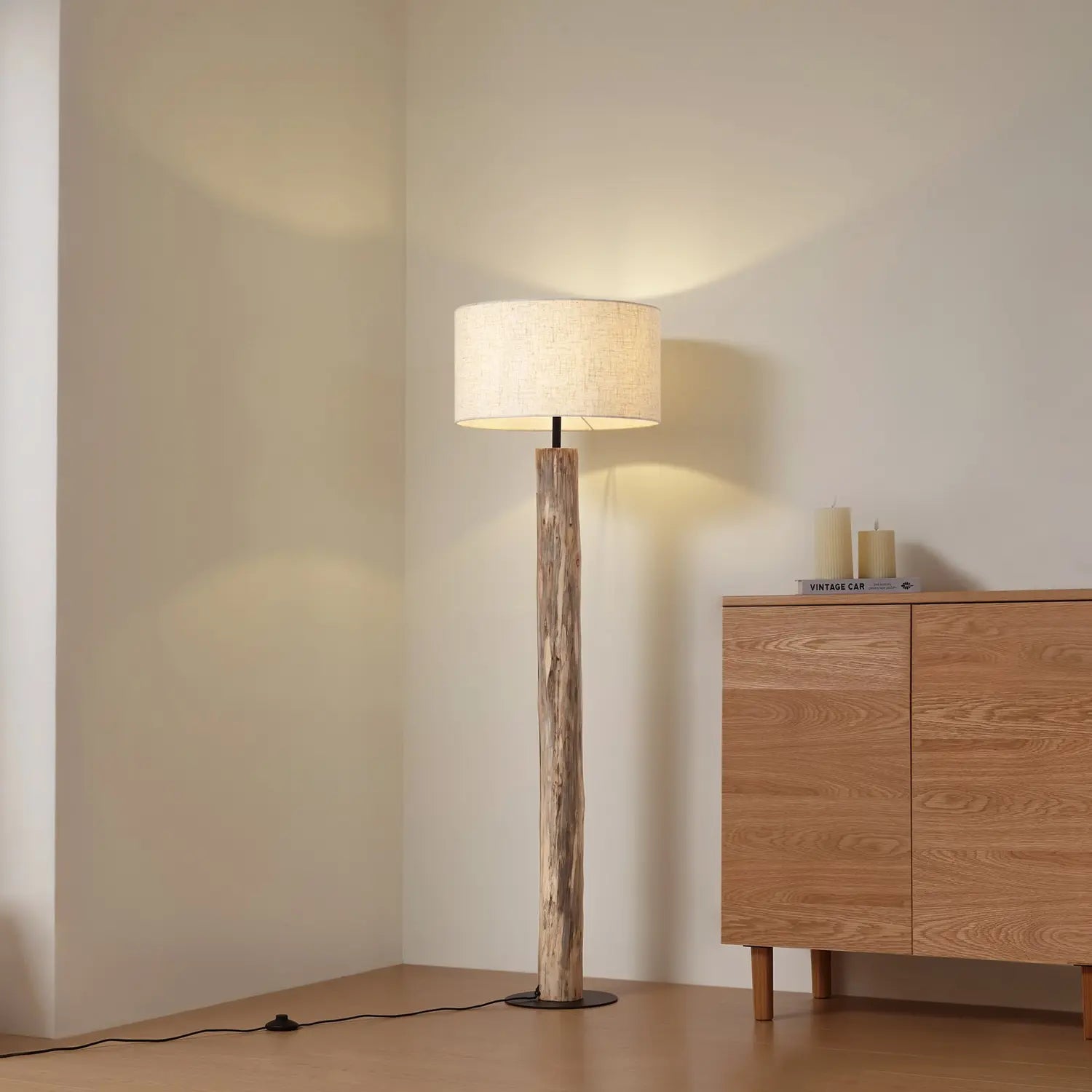 B-Ware Lucande Stehleuchte Lampe Jorvan Creme Eukalyptus Leinen Stehlampe Leuchte Spot