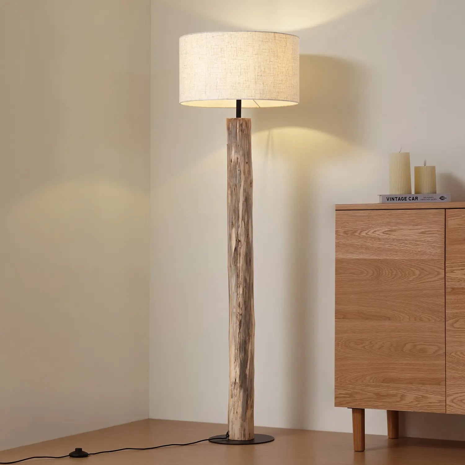 B-Ware Lucande Stehleuchte Lampe Jorvan Creme Eukalyptus Leinen Stehlampe Leuchte Spot