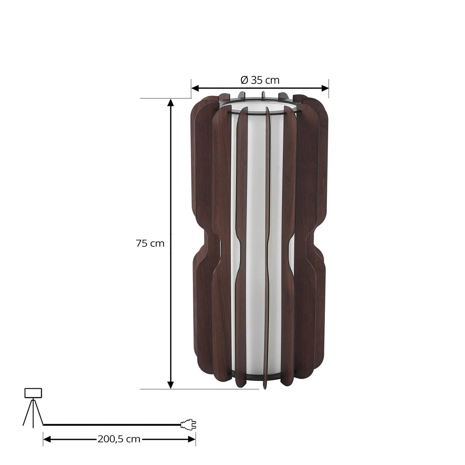 B-Ware Lucande Stehleuchte Juneta Standleuchte Stehlampe 75 Cm Braun Holz Textil - 4255830901201