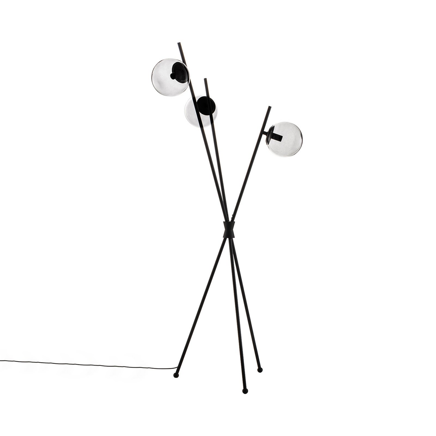 Lucande Stehleuchte Lampe 3 Glaskugeln Schwarz E14 Metall Glas Schwarz Leuchte B-Ware - 4251911746556