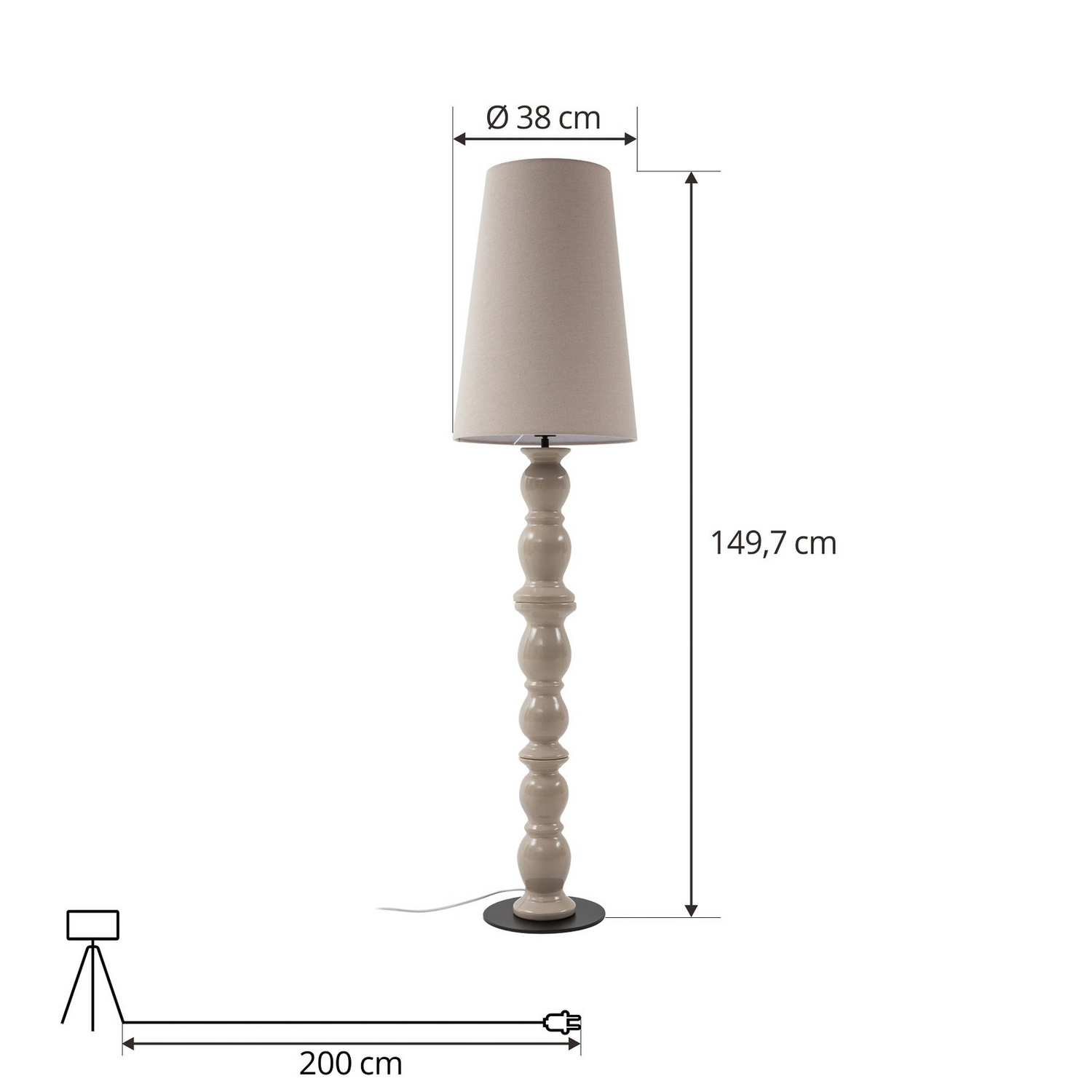 B-Ware Lucande Stehleuchte Lyndorin Beige Keramik 150 Cm Stehlampe Lampe Leuchte Spot - 4251911776843