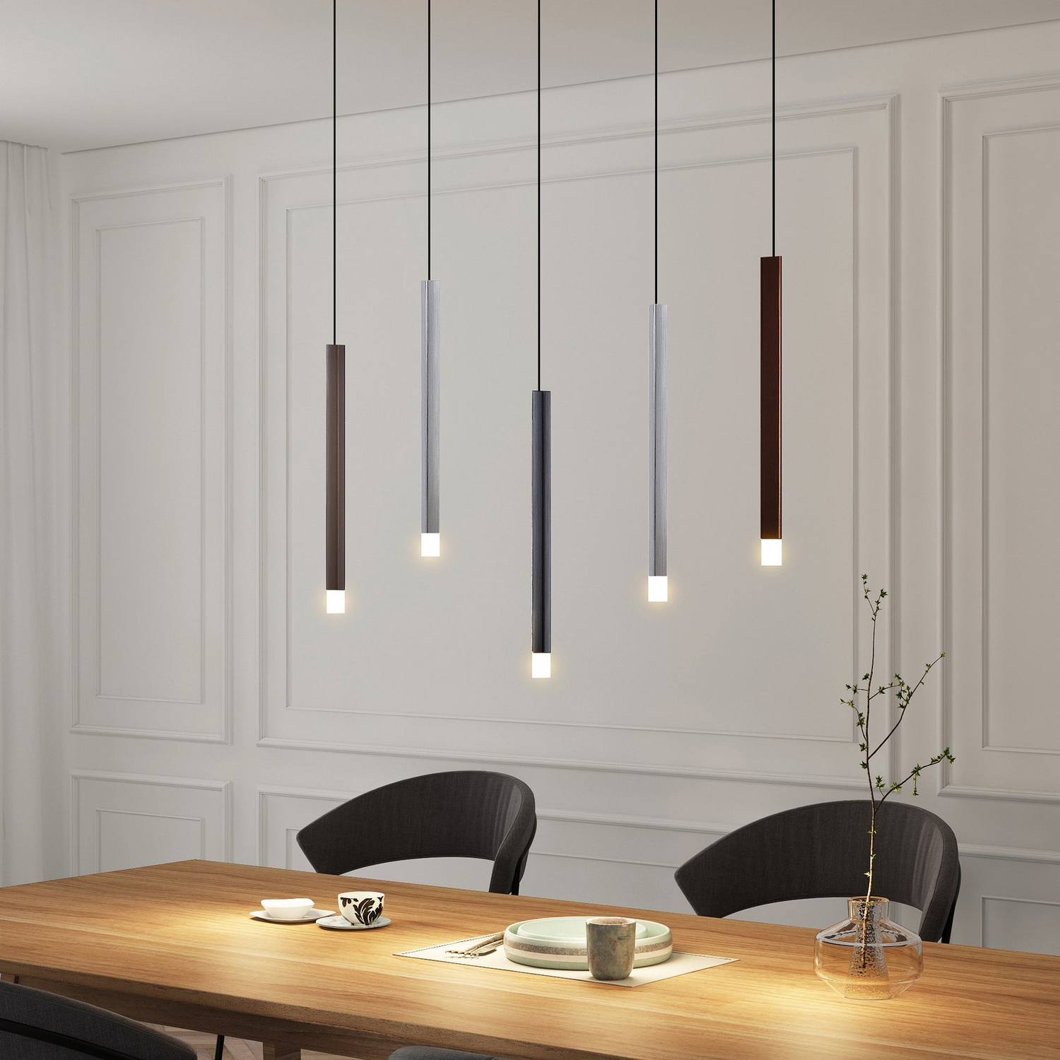 Suspension LED Lucande Stoika de qualité B, plafonnier, lampe suspendue, blanc chaud