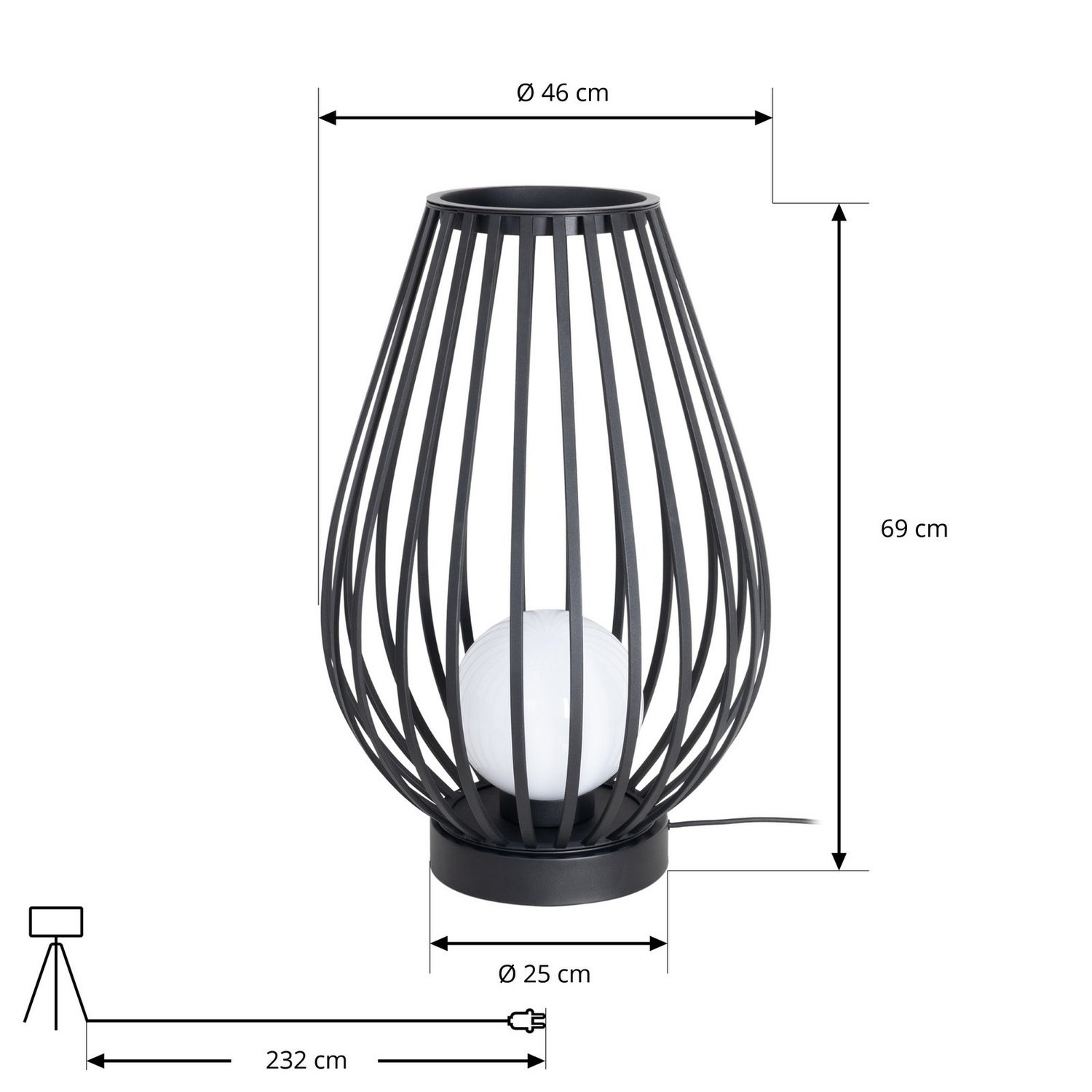 B-Ware Lucande Terrassenleuchte Außenlampe Marrin Schwarz Metall ø46cm Outdoorleuchte