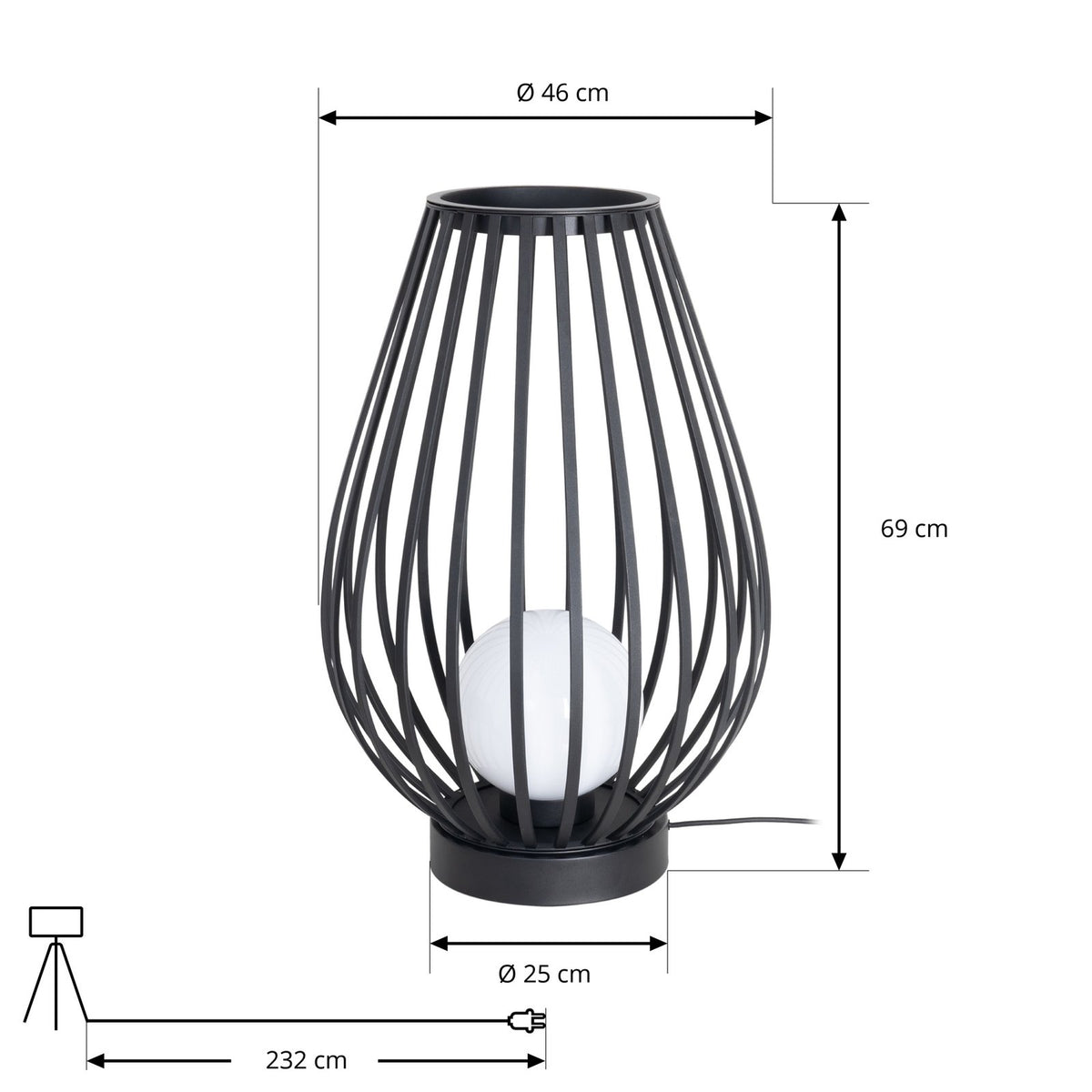 Lucande Terrassenleuchte Außenlampe Marrin schwarz Metall Ø46cm Outdoorleuc478 - 4251911787184