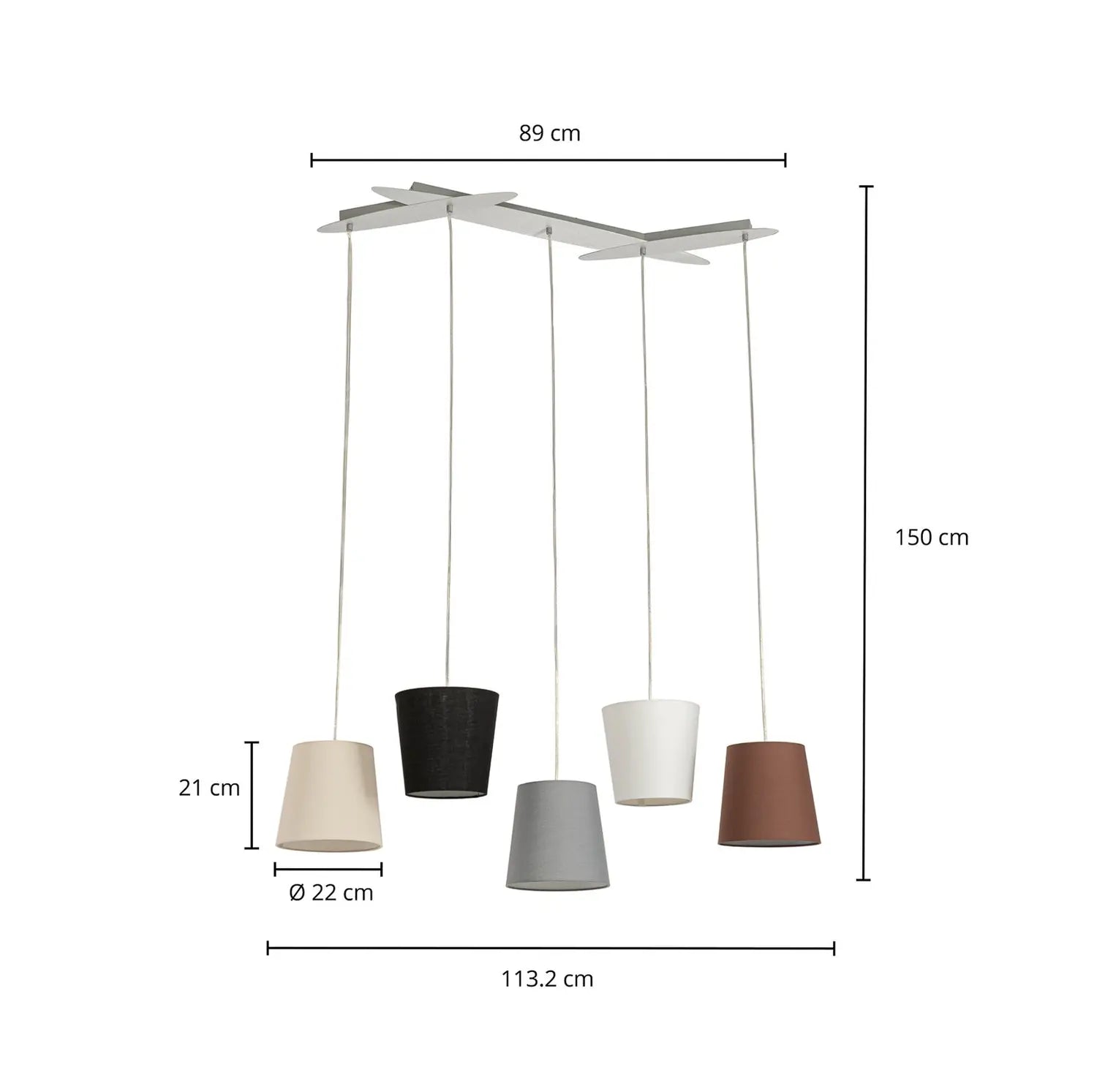 B-Ware Lucande Hängeleuchte Pendellampe Thamila Stoffschirme Multicolour 5 Flg E27 Led - 4251911746709