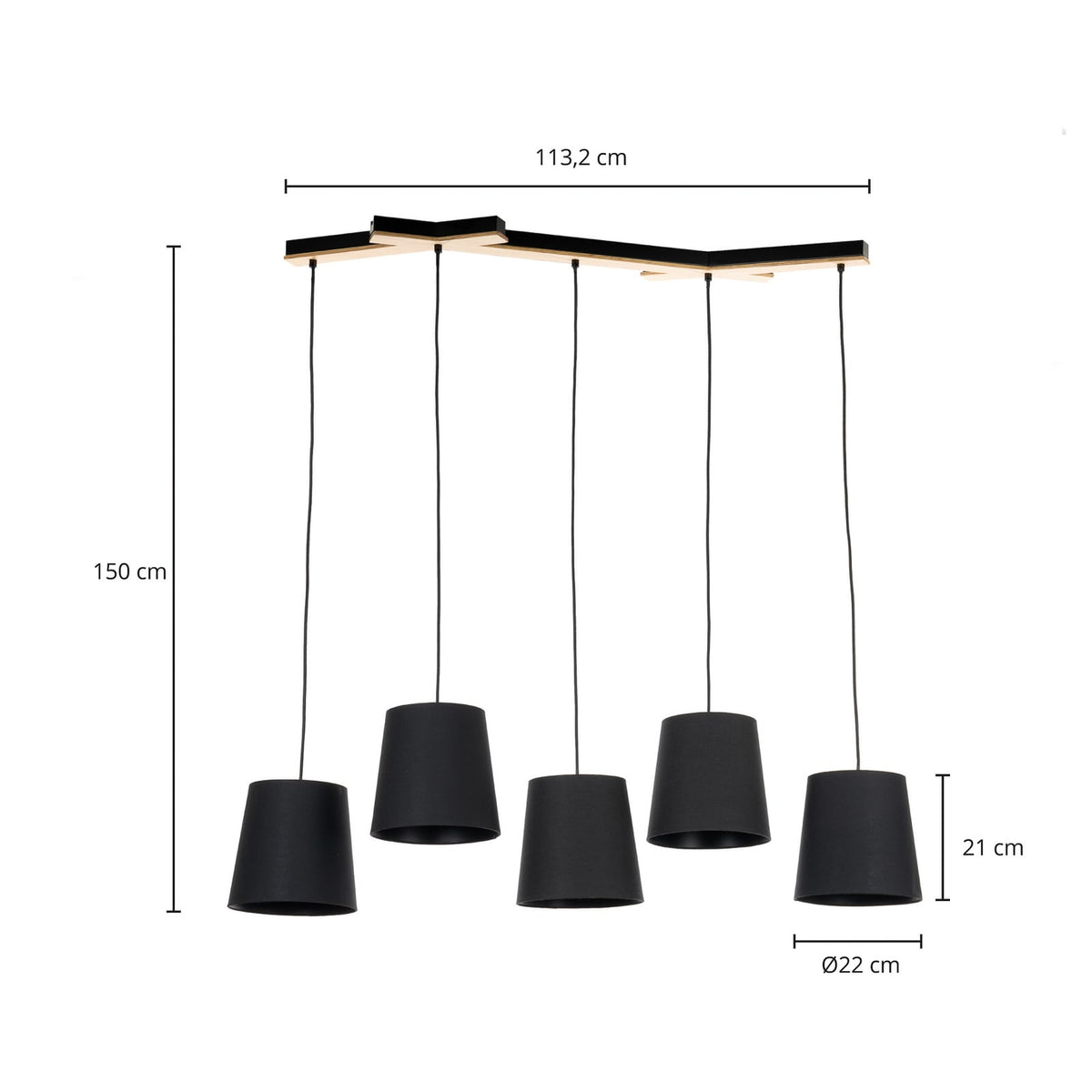 Lucande Thamila Hängeleuchte Hängelampe Deckenlampe Leuchte Lampe schwarz Eiche - 4251911746679
