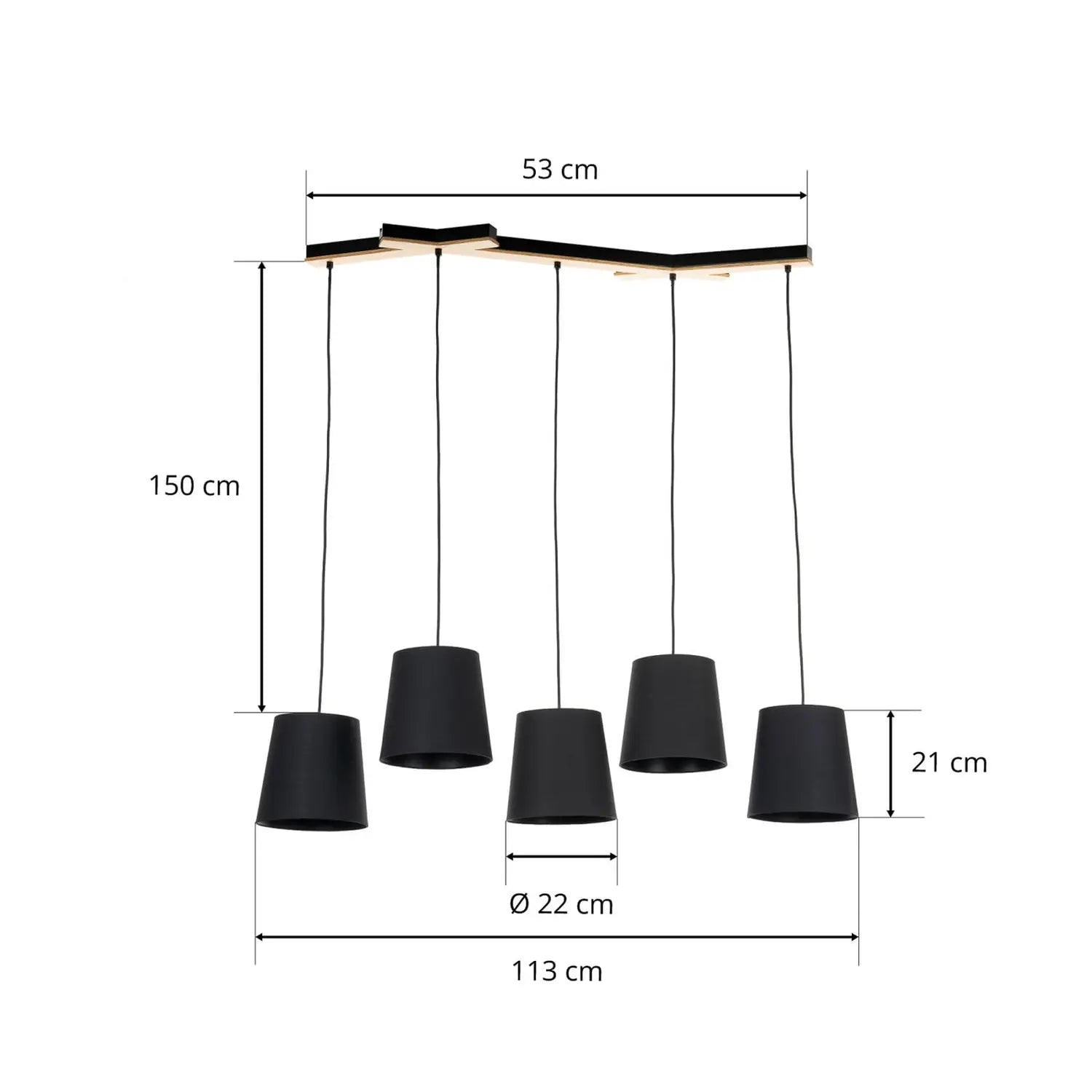 B-Ware Lucande Thamila Hängeleuchte Hängelampe Deckenlampe Leuchte Lampe Schwarz Eiche - 4251911746679