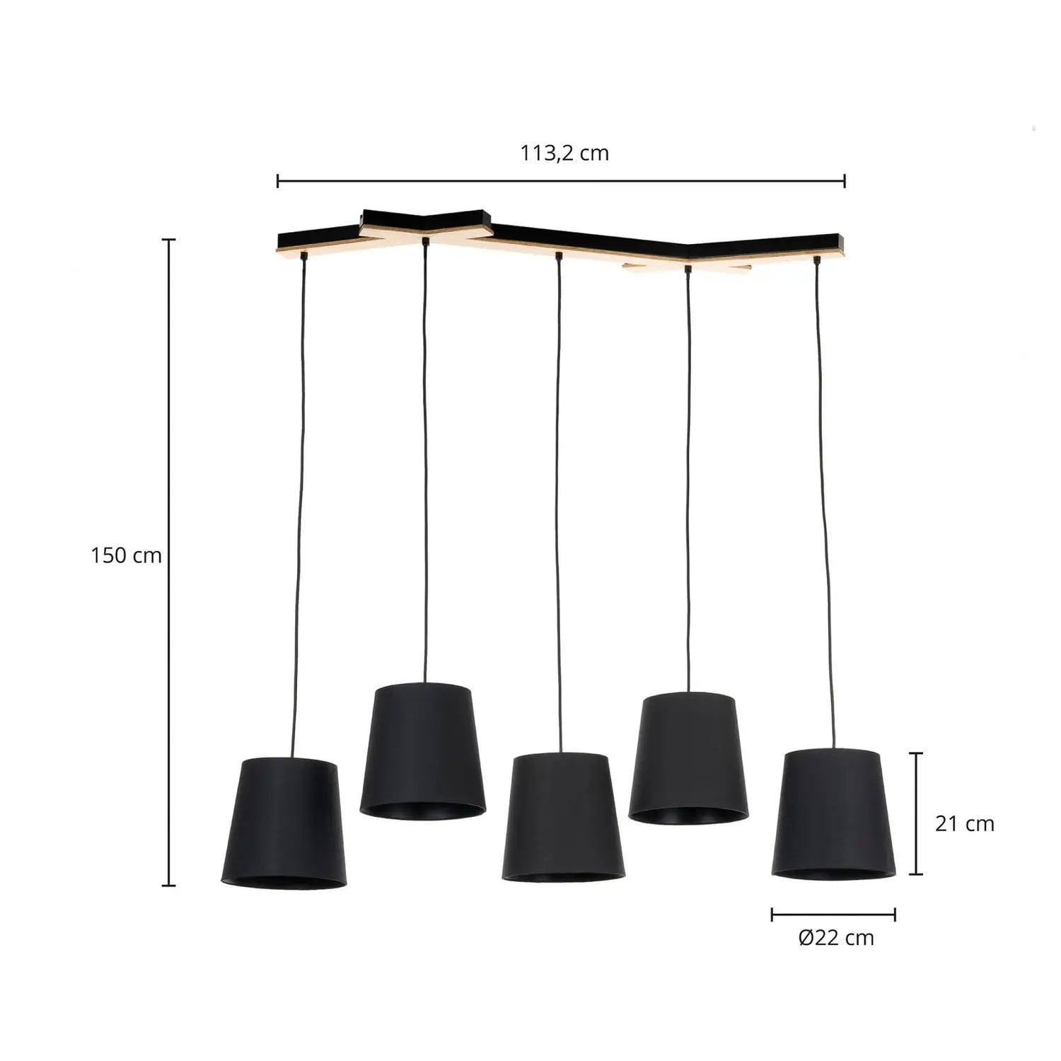 B-Ware Lucande Thamila Hängeleuchte Hängelampe Deckenlampe Leuchte Lampe Schwarz Eiche - 4251911746679