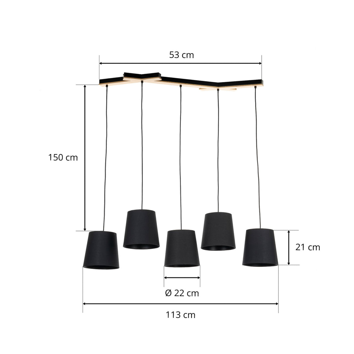 Lucande Thamila Hängeleuchte Hängelampe Deckenlampe Leuchte Lampe schwarz Eiche - 4251911746679