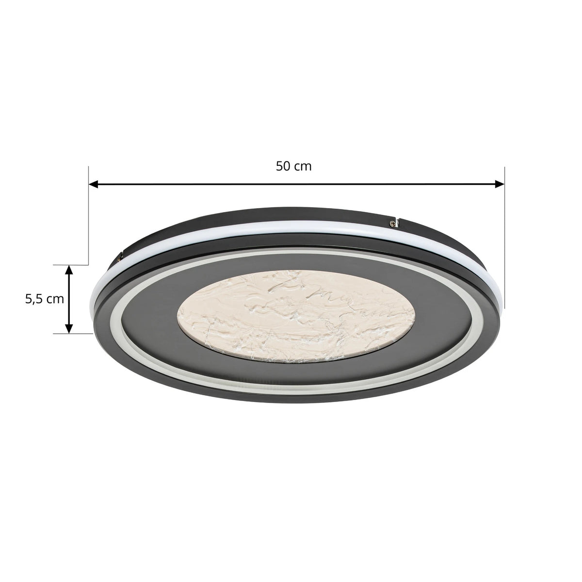 Lucande Deckenleuchte Deckenlampe LED Tillian schwarz gold dimmbar 50cm warmweiß - 4255830906428