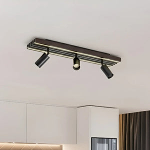 B-Ware Lucande Deckenstrahler Spot Led Leuchte Holz Schwarz Eiche 3 Flammig 70 Cm