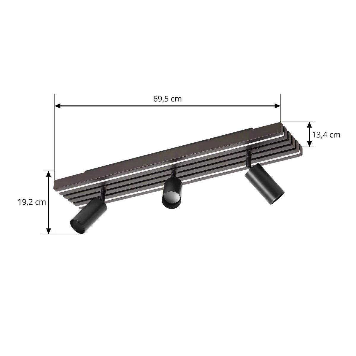 Lucande Deckenstrahler Spot LED Leuchte Holz Schwarz Eiche 3 flammig 70 cm - 4255830901331