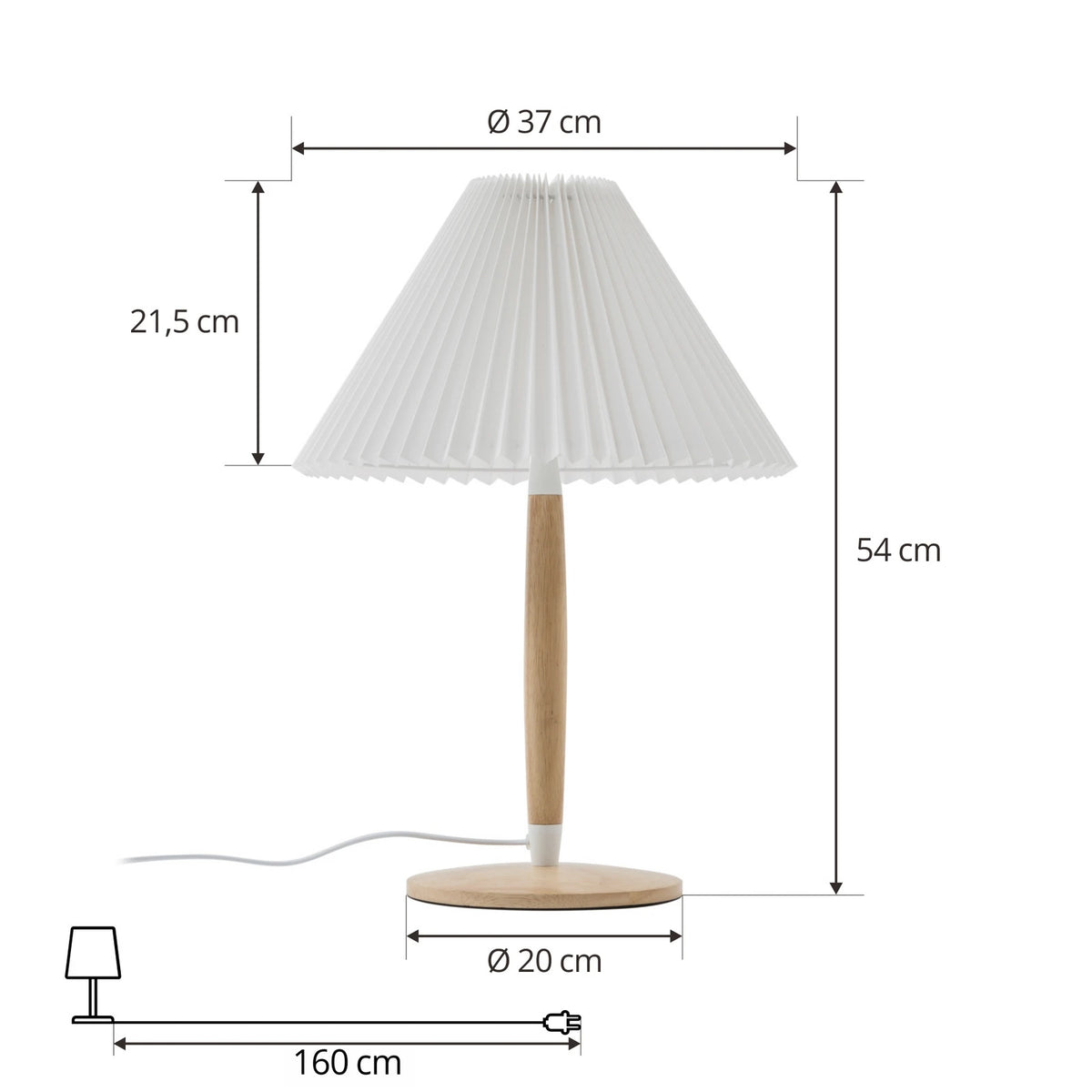 Lucande Tischleuchte Leuchte Tischlampe Lampe Ellorin weiß Holz Ø 37 cm E27 - 4251911777017