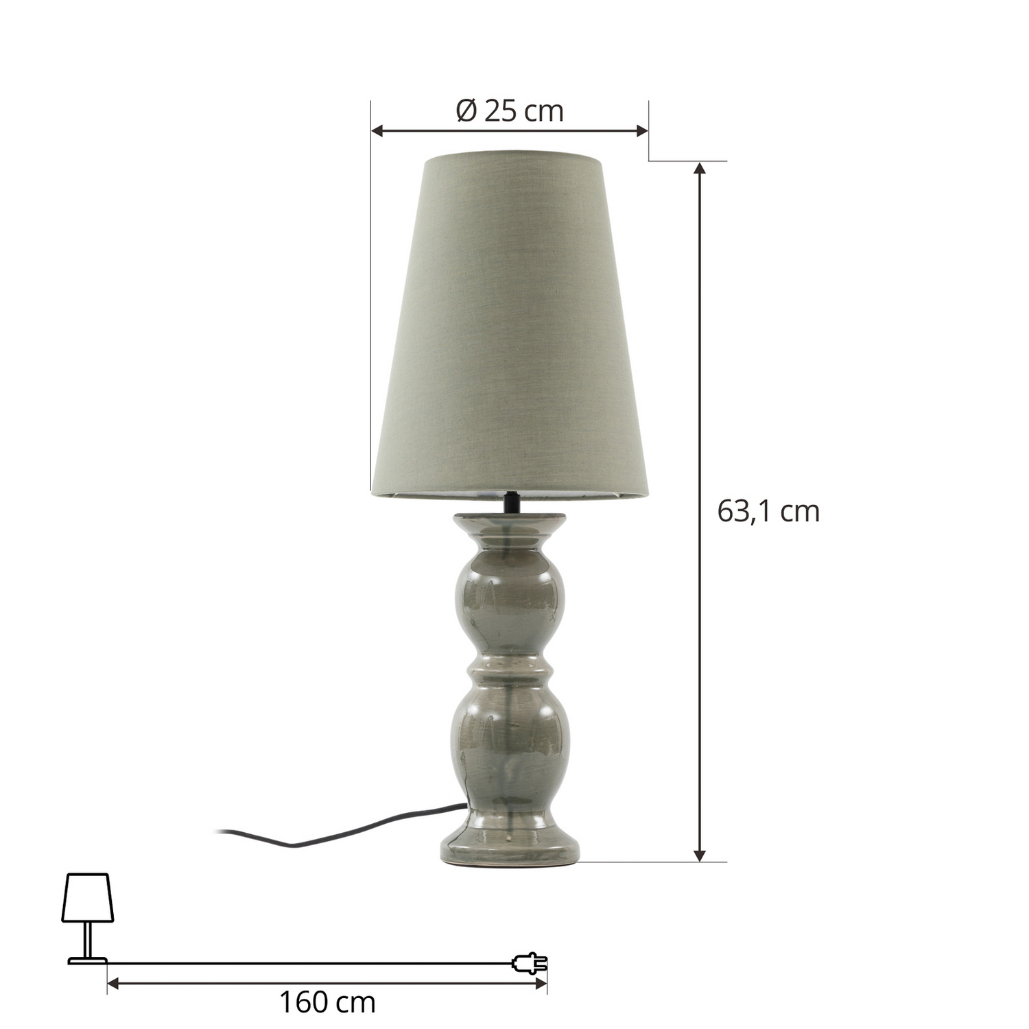 B-Ware Lucande Tischleuchte Lyndorin Grün Keramik 63 Cm Tischlampe Leuchte Leselampe - 4251911776812