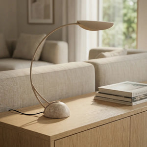 B-Ware Lucande Tischleuchte Tischlampe Rivera Eisen Marmor Beige Esszimmer Wohnzimmer
