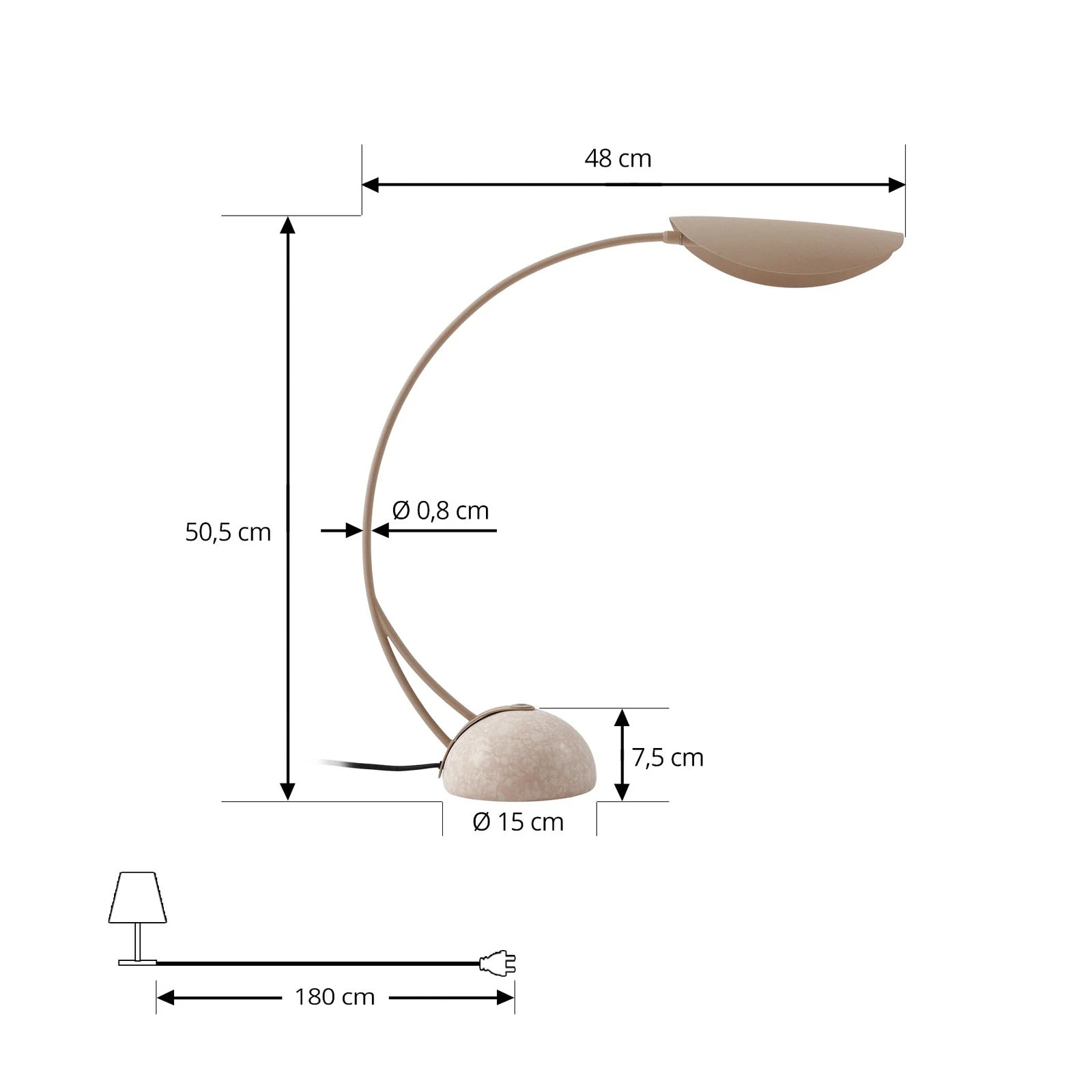 Lucande Tischleuchte Tischlampe Rivera Eisen Marmor Beige Esszimmer Wohnzimmer - 4255830900686