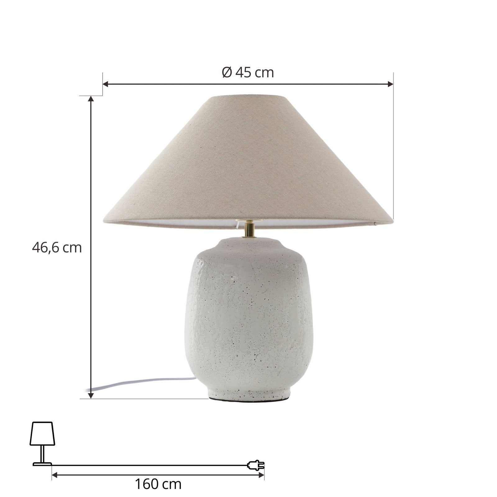 Lucande Tischleuchte Thalorin Höhe 47 cm Keramik Tischlampe Lampe Leselampe E27 - 4251911776881