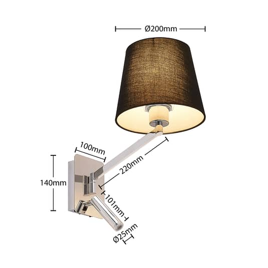 Lucande Wandlampe Irella Wandleuchte Leseleuchte Leselicht Leuchte Textilschirm  B-Ware - 4251096587463