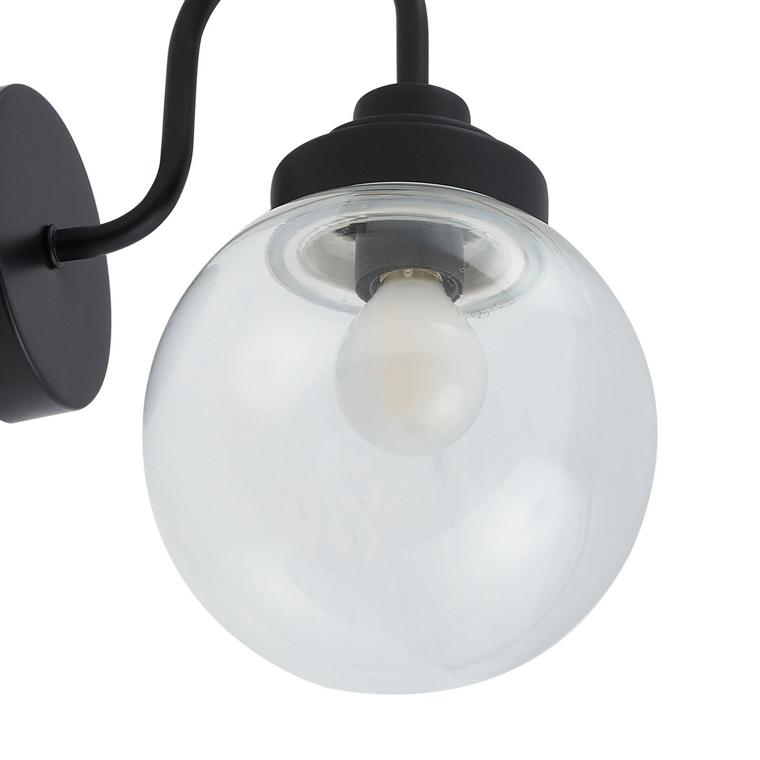 Applique murale Lucande, éclairage de salle de bain, Badolo, verre noir, 25 cm, IP44, qualité B