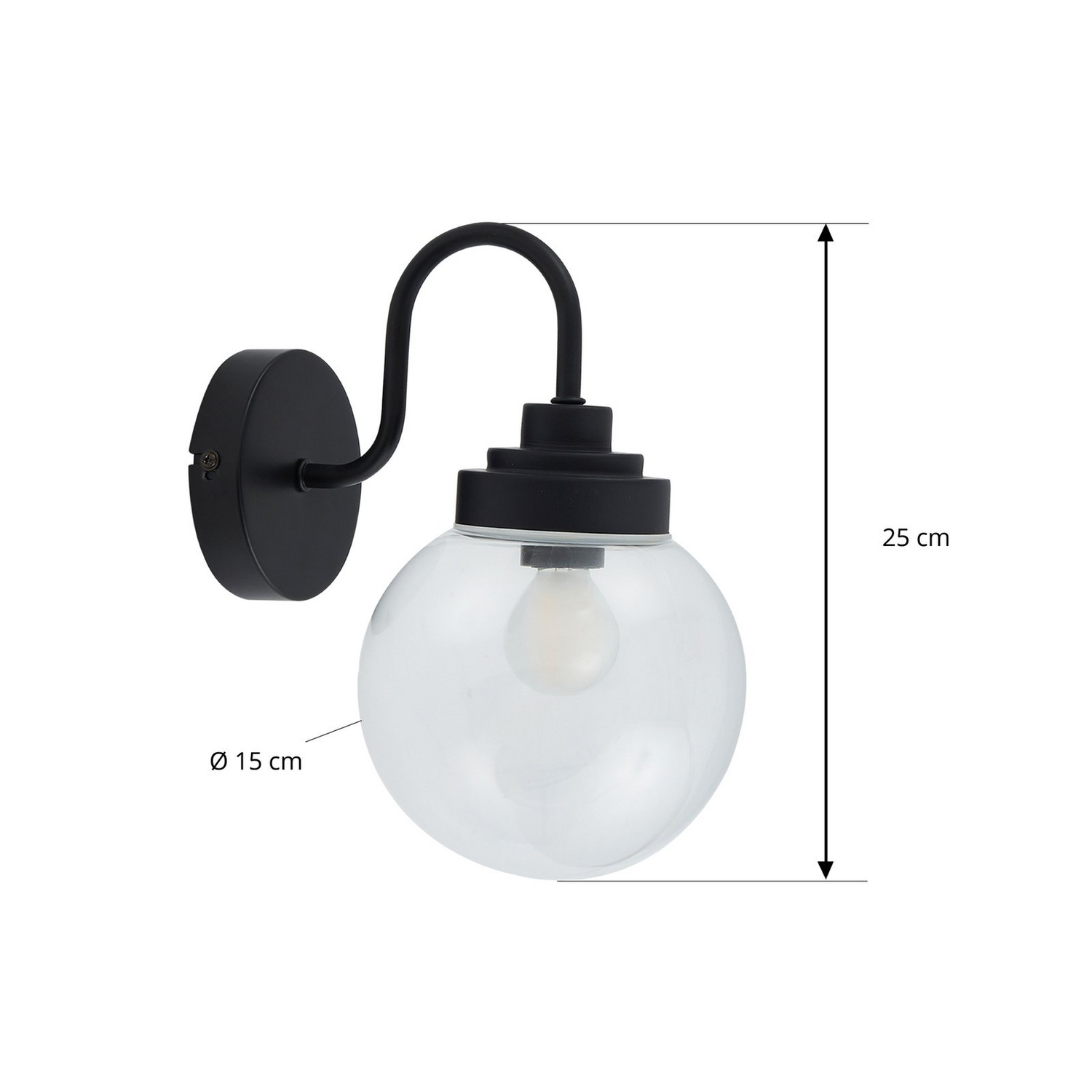 Applique murale Lucande, éclairage de salle de bain, Badolo, verre noir, 25 cm, IP44, qualité B