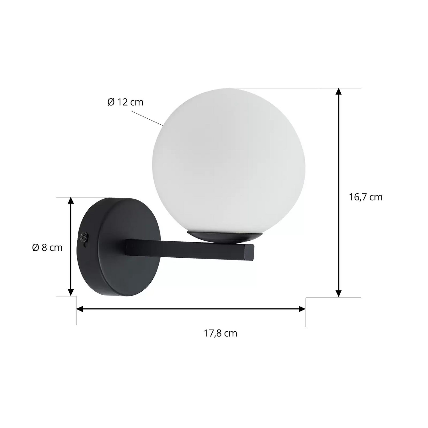 Lucande Wandleuchte Bidolo Schwarz Glas ø 12 Cm Ip44 Wandlampe Lampe Leuchte B-Ware - 4251911778021