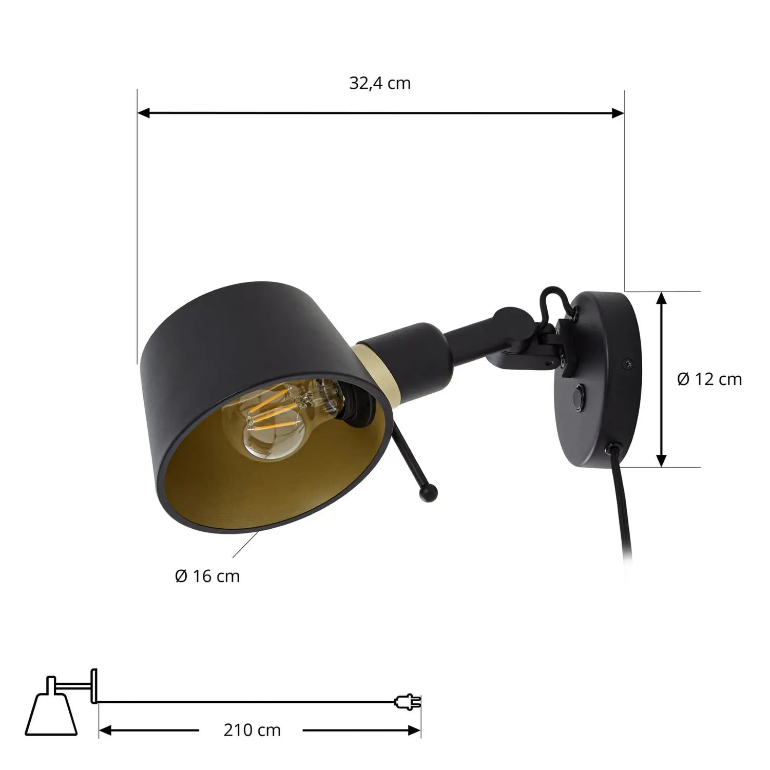B-Ware Lucande Wandleuchte Wandlampe Silka Schwarz Schalter Stecker Flexibel E27 Led - 4255830904790
