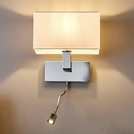 B-Ware Lucande Wandleuchte Wandlampe Tamara Led Flexarm Stoff Metall Weiß Chrom Schalte - 4251096513097