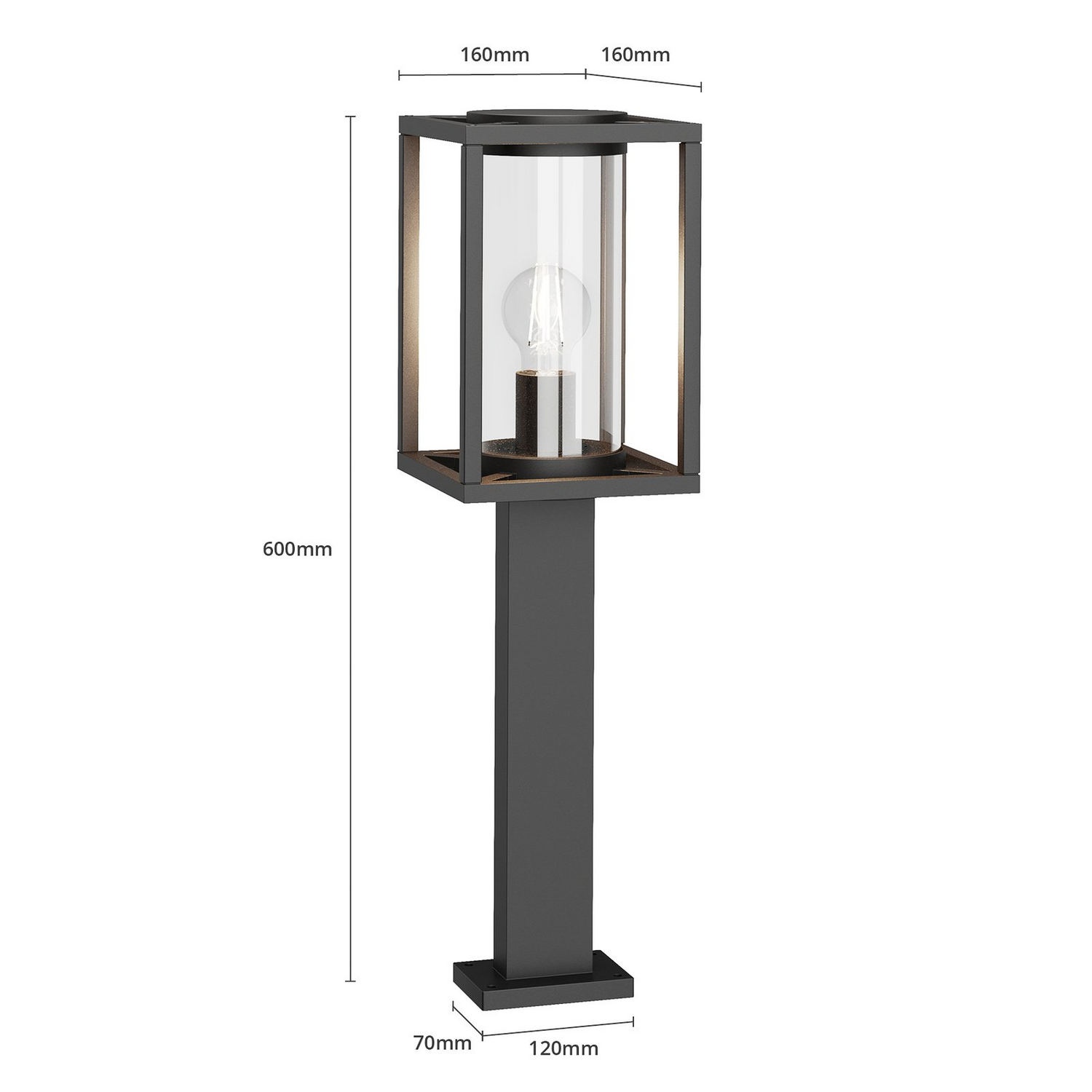 Lucande Wegeleuchte Gartenlampe Led Anthrazit Ip44 60cm Aluminium Glas E27 Lampe B-Ware - 4251096576047