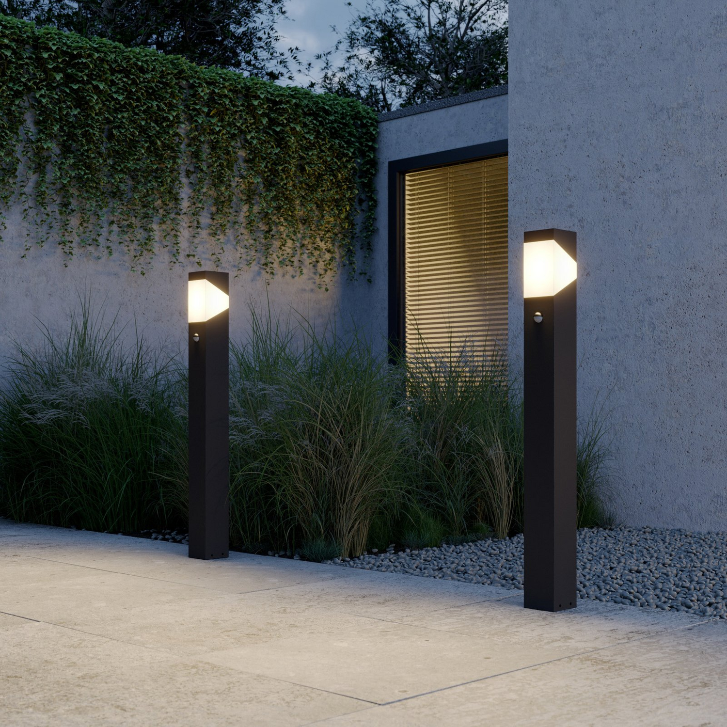 B-Ware Lucande Wegeleuchte Kiran Mit Bewegungsmelder Garten Grau Ip44 Led Sockelleuchte