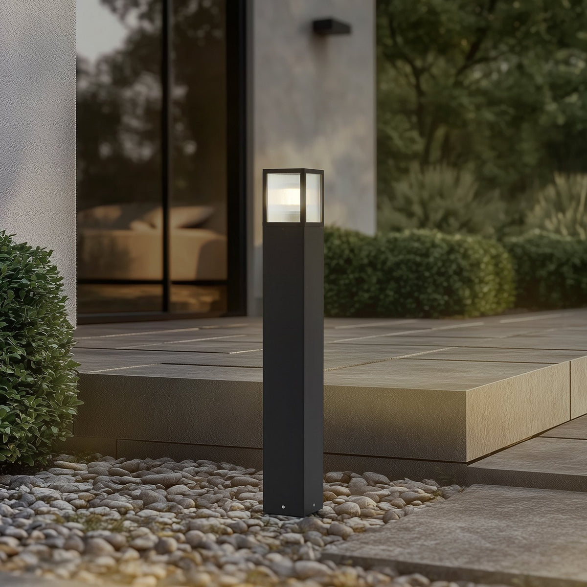 Lucande Wegeleuchte Außenleuchte Klemens Gartenlampe schwarz Metall IP54 90 cm - 4251911799392