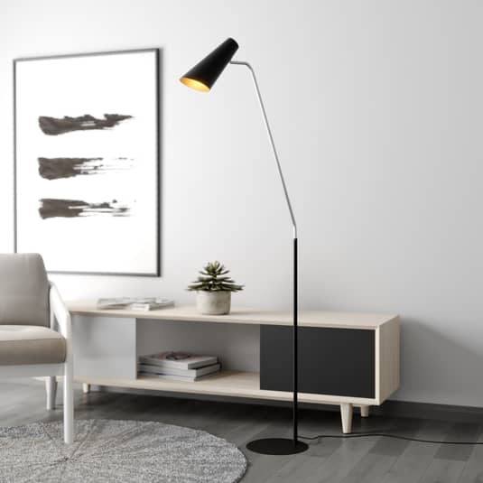 B-Ware Lucande Wibke Stehleuchte Stehlampe Lampe Leuchte In Schwarz Gold 180cm - 4251096567519