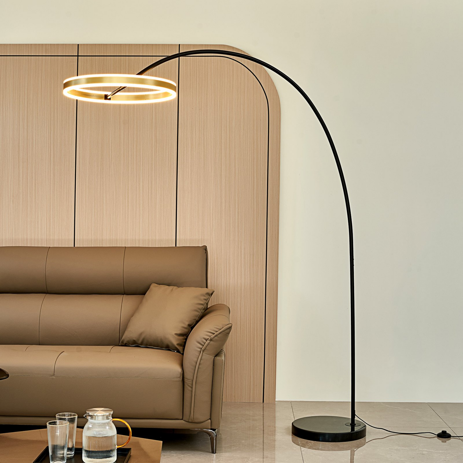 B-Ware Lucande Yekta Led Bogenstehlampe Stehlampe Stehleuchte Leuchte Stepdim Messing