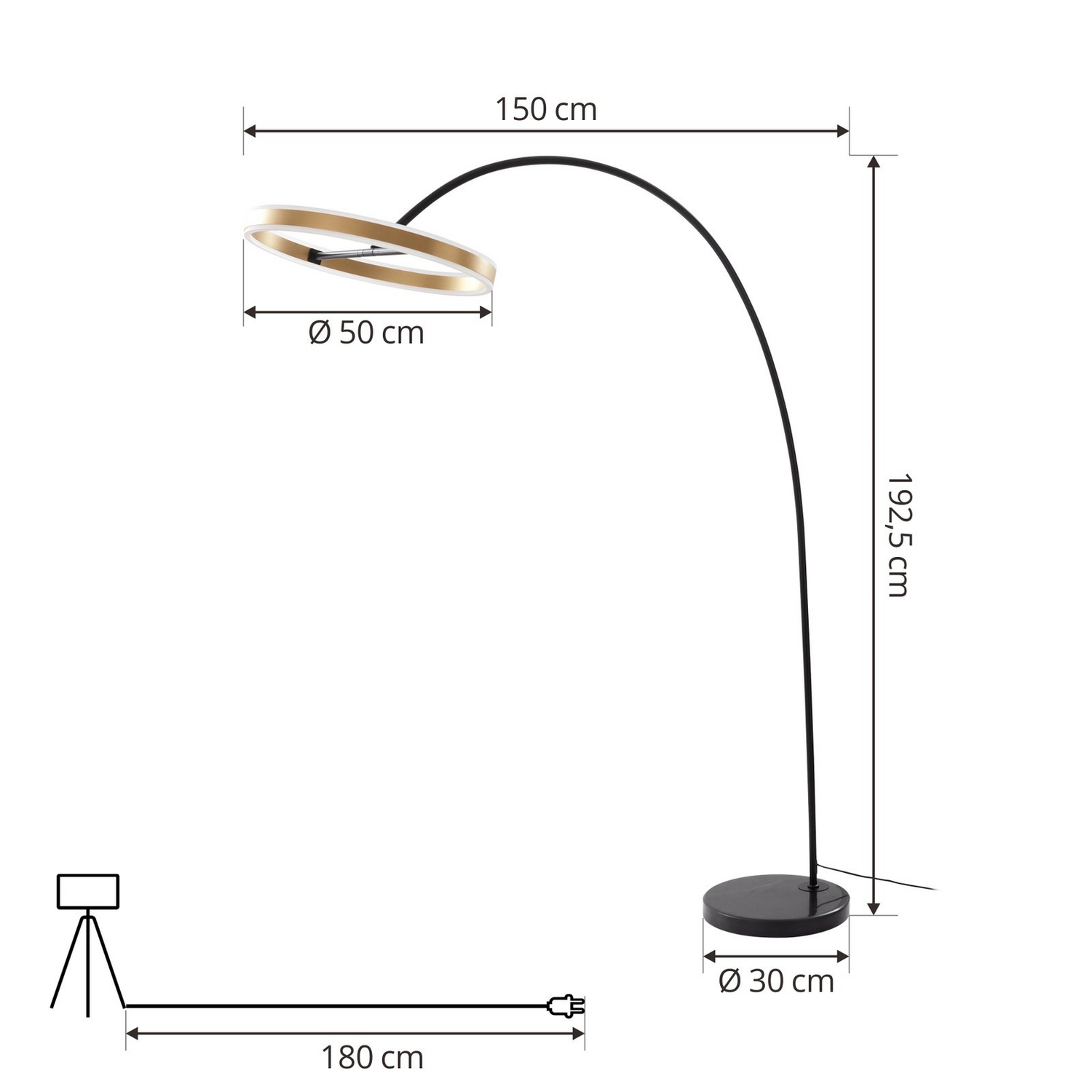 B-Ware Lucande Yekta Led Bogenstehlampe Stehlampe Stehleuchte Leuchte Stepdim Messing
