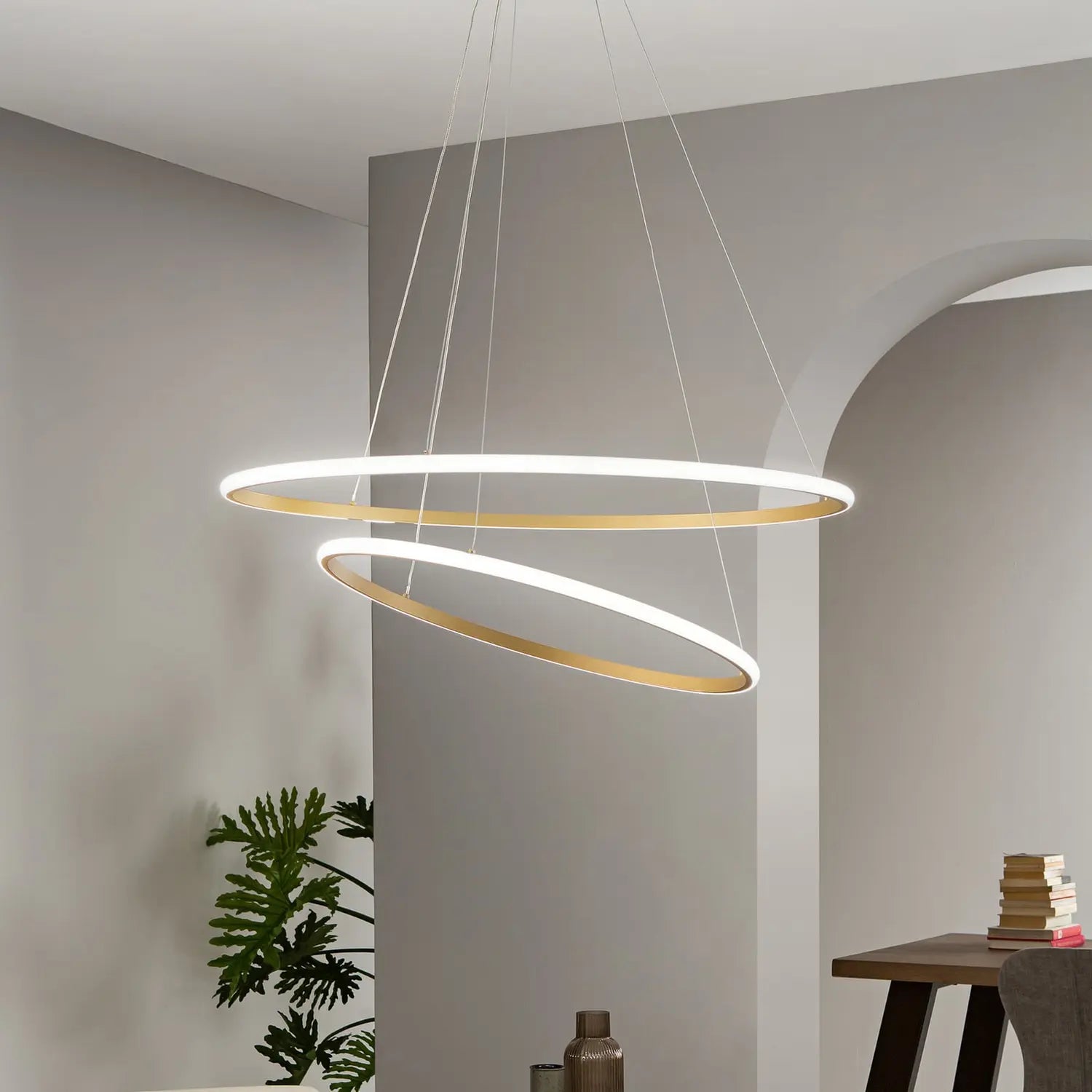 B-Ware Luce Ambiente Design Pendelleuchte Hängelampe Led Axis Gold Metall Beleuchtung - 8031414937141