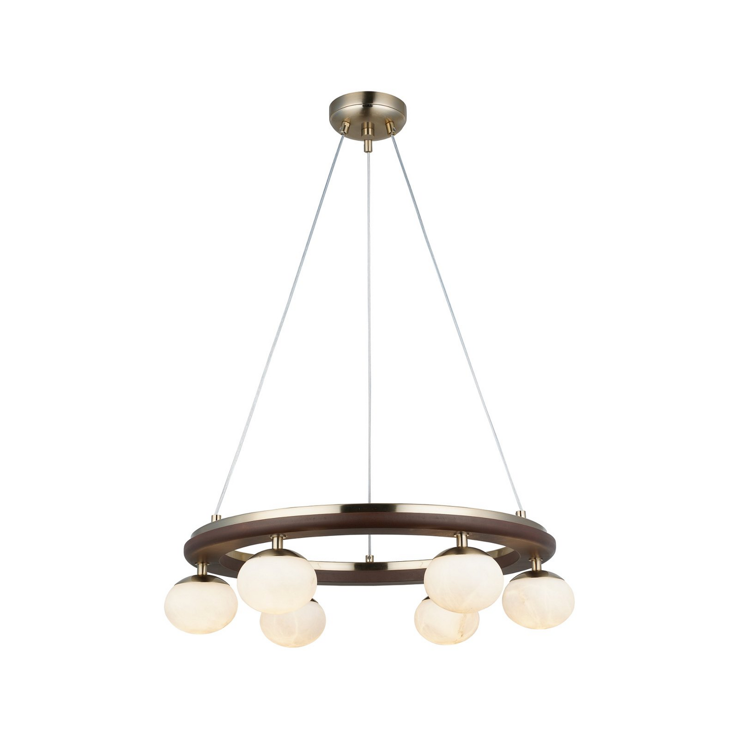 B-Ware Lucea Hängeleuchte Tolosa 52 Cm 6 Flammig Glas Holz Deckenlampe Siehe Text/Foto - 8698525687268