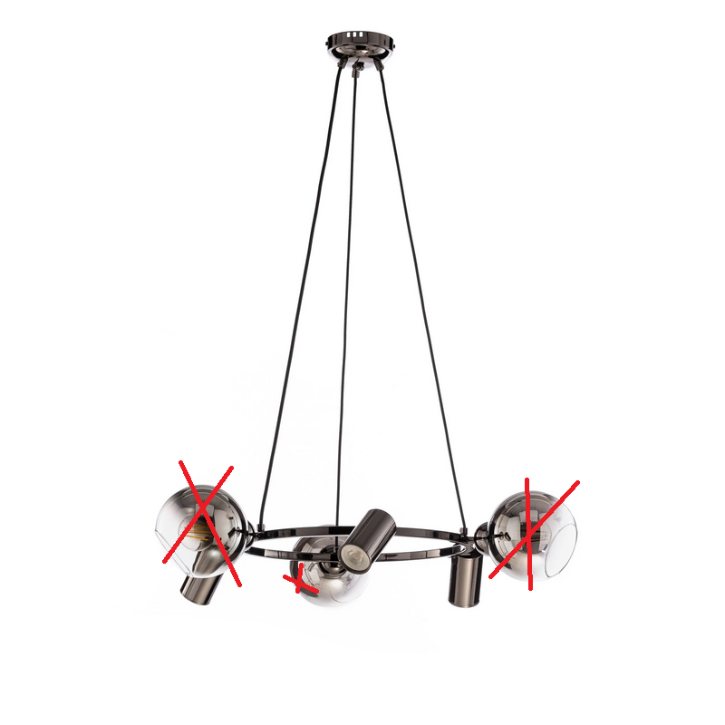 Lucea Hängeleuchte Zerde 3+3 ø 67 Cm Schwarz Chrom 6 Flg Siehe Text/Foto B-Ware