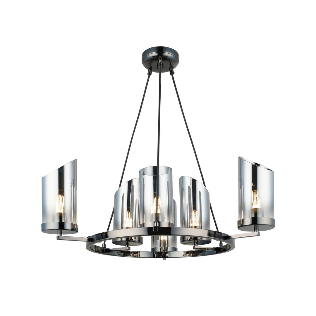Lucea Kronleuchter Hängeleuchte Padrela Schwarz Chrom 68 Cm 6 Flammig E27 B-Ware