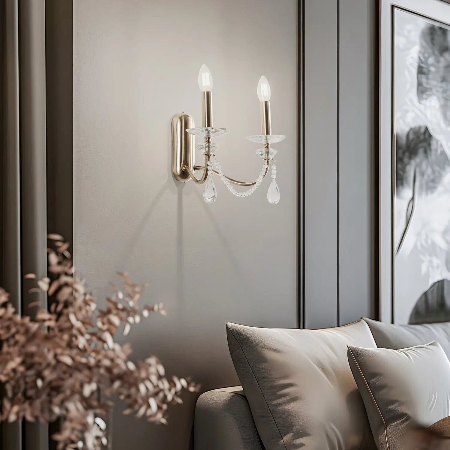 B-Ware Lucea Wandleuchte Wandlampe Adone Messing Kristallglas 2 Flg Lampe Höhe 30 Cm  - 8698525681990