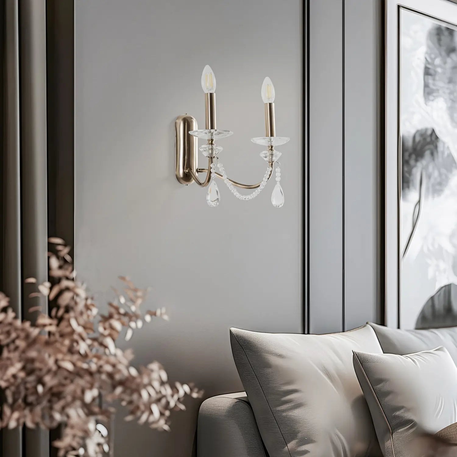 B-Ware Lucea Wandleuchte Wandlampe Adone Messing Kristallglas 2 Flg Lampe Höhe 30 Cm  - 8698525681990