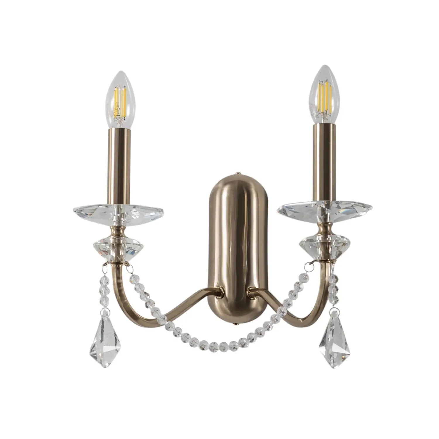 B-Ware Lucea Wandleuchte Wandlampe Adone Messing Kristallglas 2 Flg Lampe Höhe 30 Cm  - 8698525681990