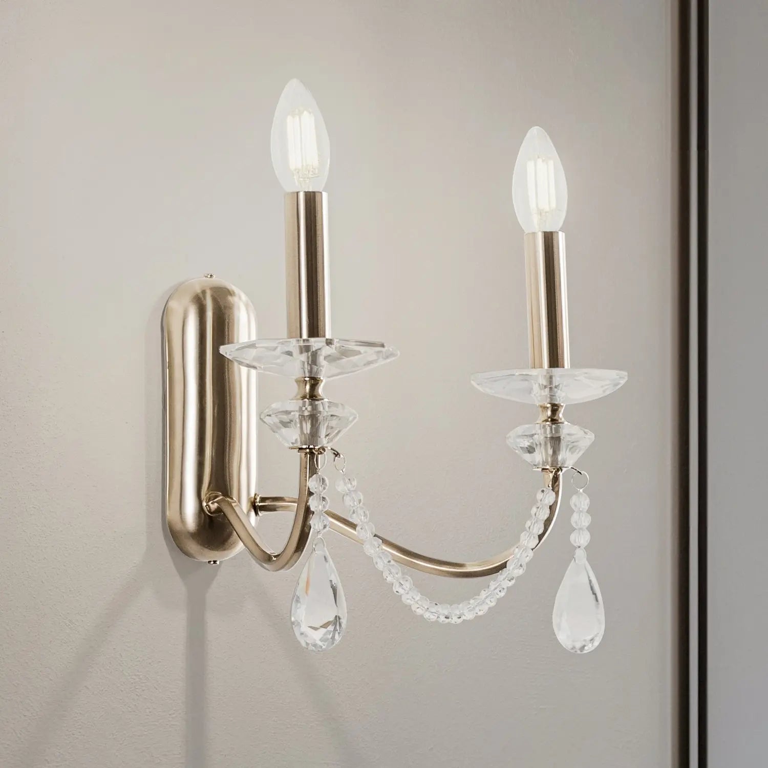 B-Ware Lucea Wandleuchte Wandlampe Adone Messing Kristallglas 2 Flg Lampe Höhe 30 Cm  - 8698525681990