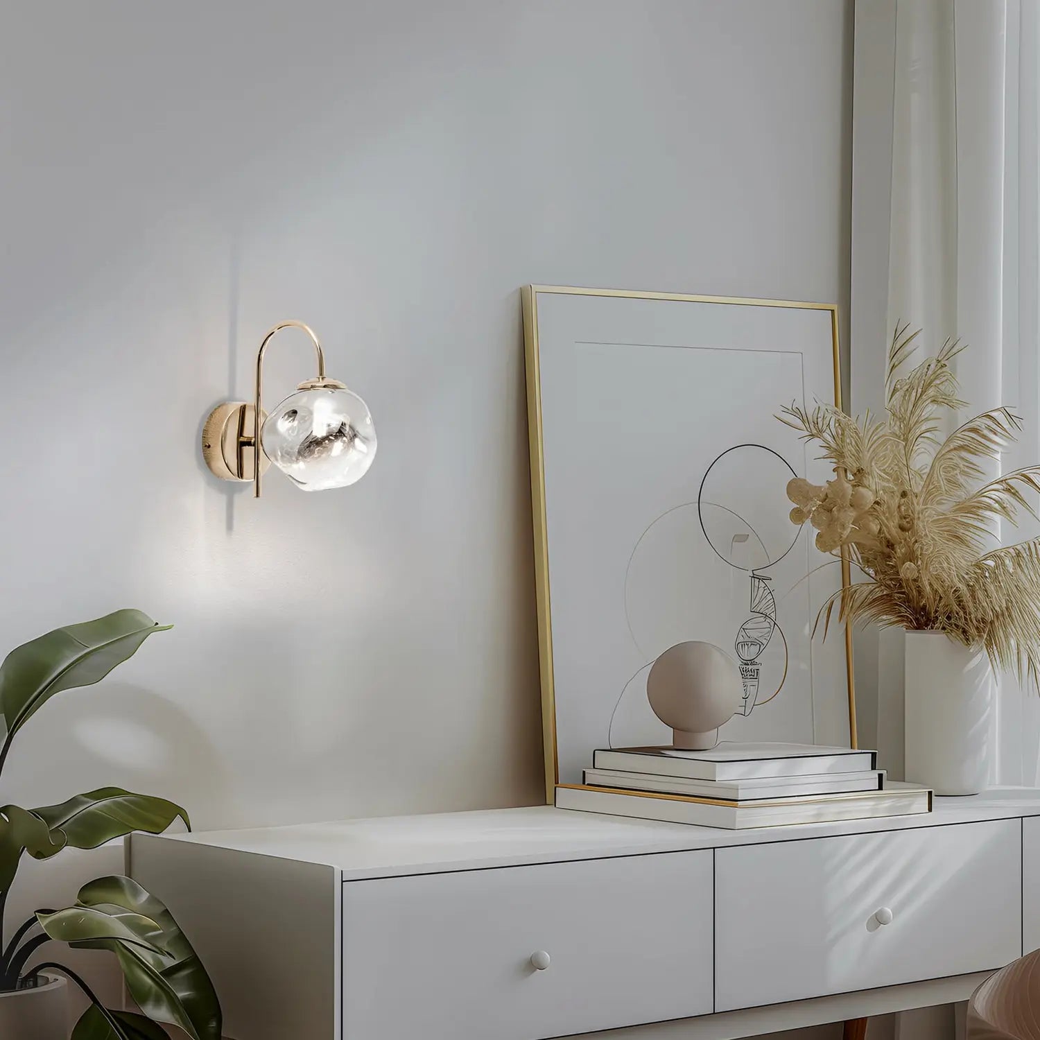 B-Ware Lucea Wandleuchte Wandlampe Herman Glas Eisen Gold Rauchgrau Beleuchtung Innen - 8698525686773