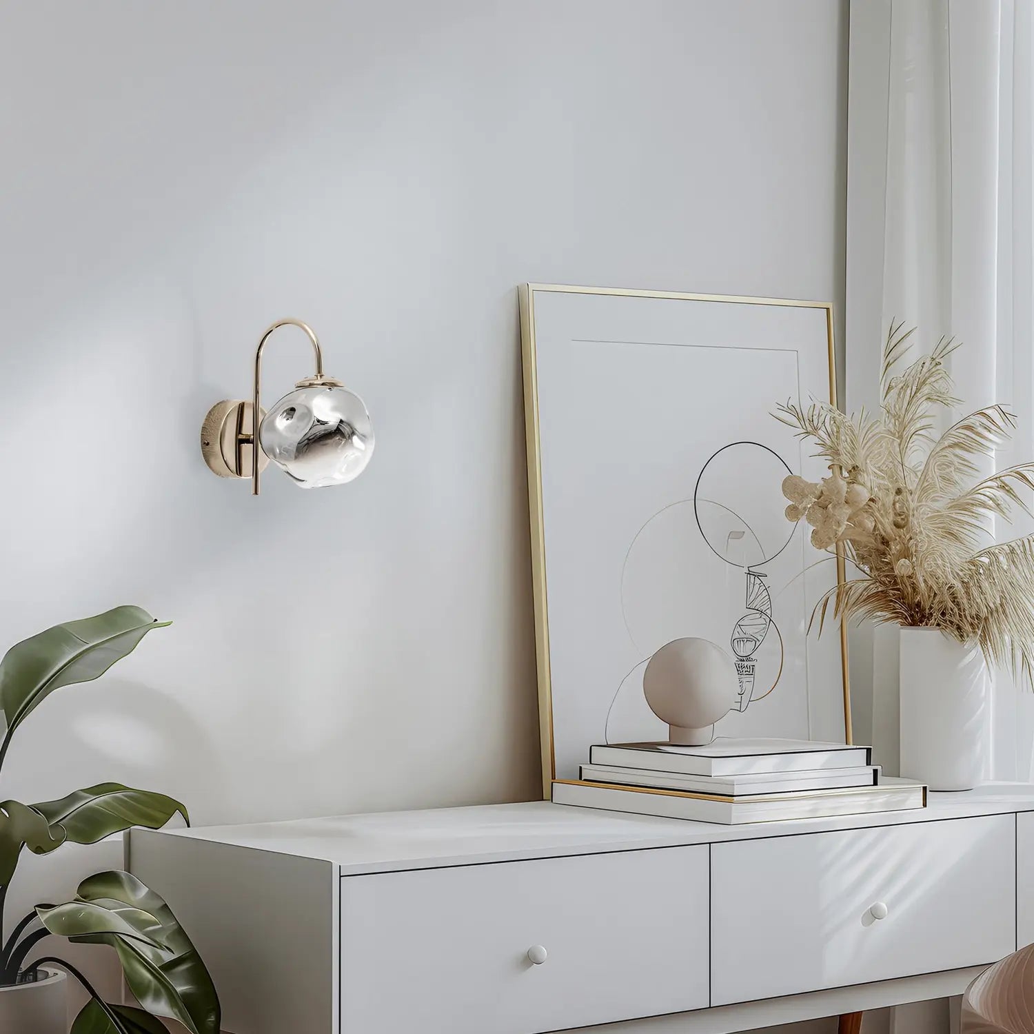 B-Ware Lucea Wandleuchte Wandlampe Herman Glas Eisen Gold Rauchgrau Beleuchtung Innen - 8698525686773