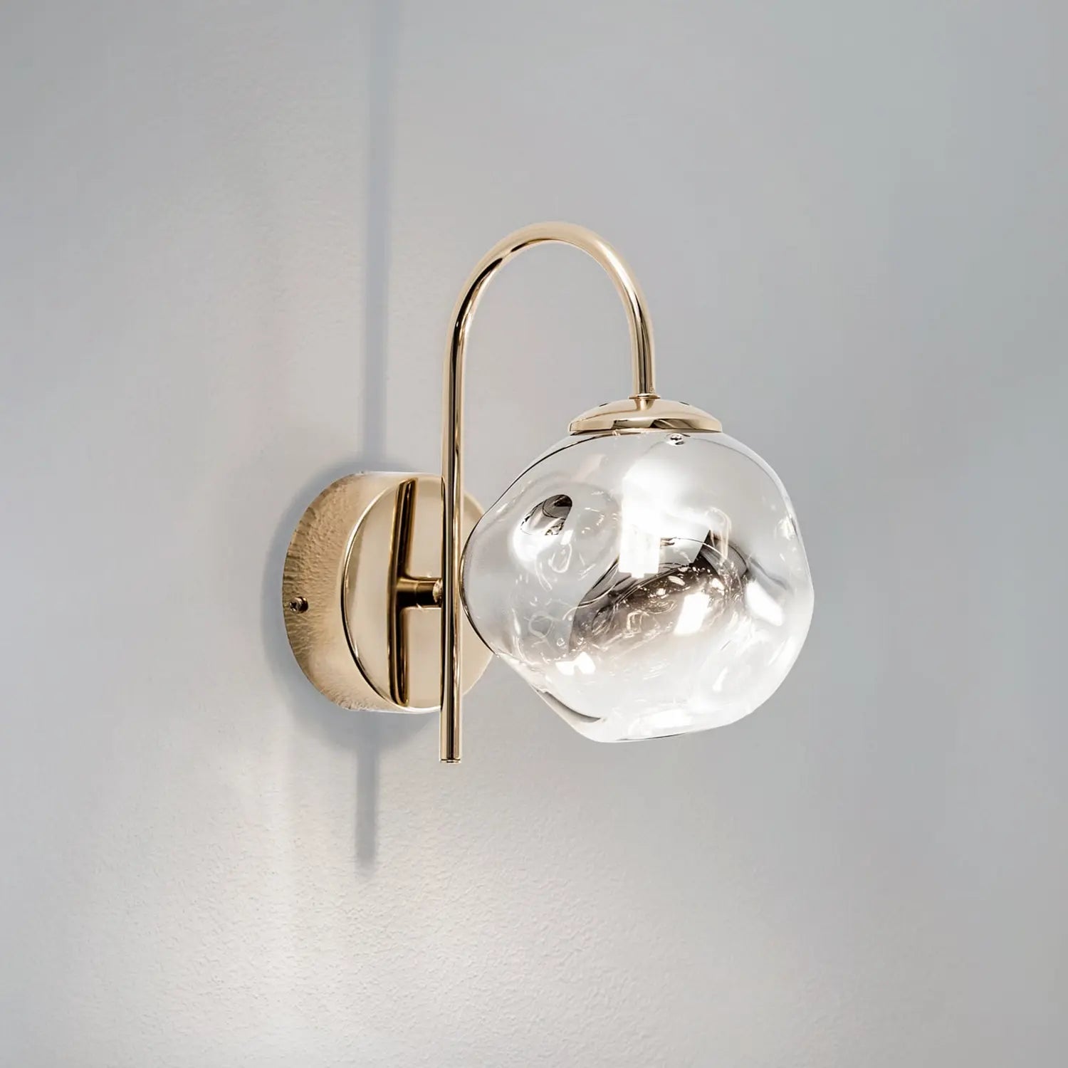 B-Ware Lucea Wandleuchte Wandlampe Herman Glas Eisen Gold Rauchgrau Beleuchtung Innen - 8698525686773