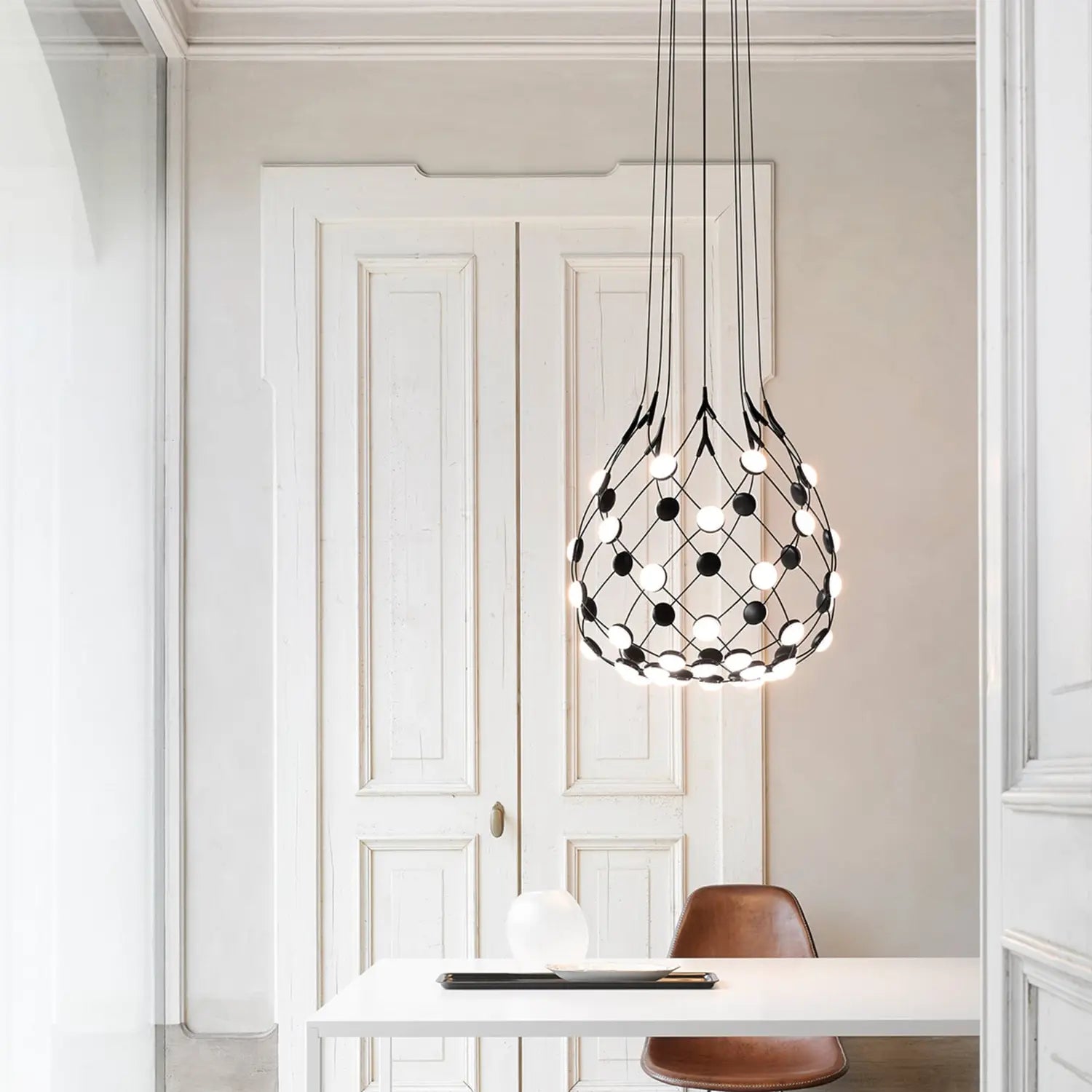 B-Ware Luceplan Hängelampe Pendelleuchte Mesh Led Leuchte Schwarz Netzlampe Design