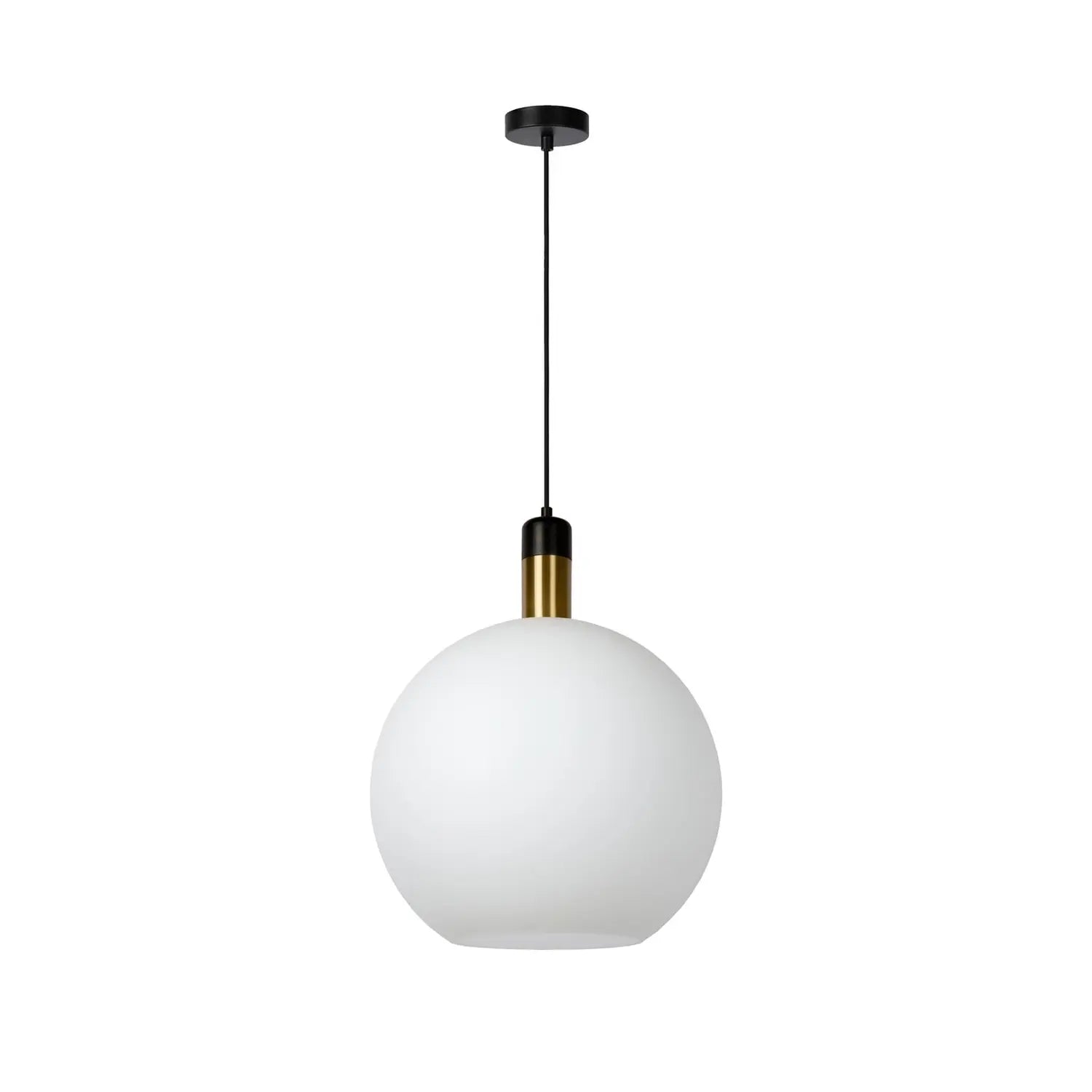 B-Ware Lucide Hängelampe Pendelleuchte Julius ø40cm Opal Gold Schwarz Metall Textil  - 5411212343482
